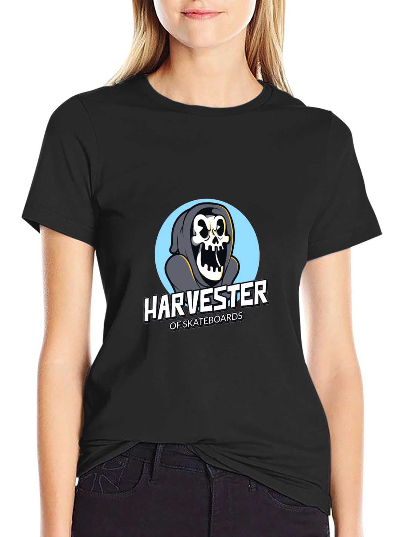 Black Harvester of Skateboards Graphic Tee view 2
