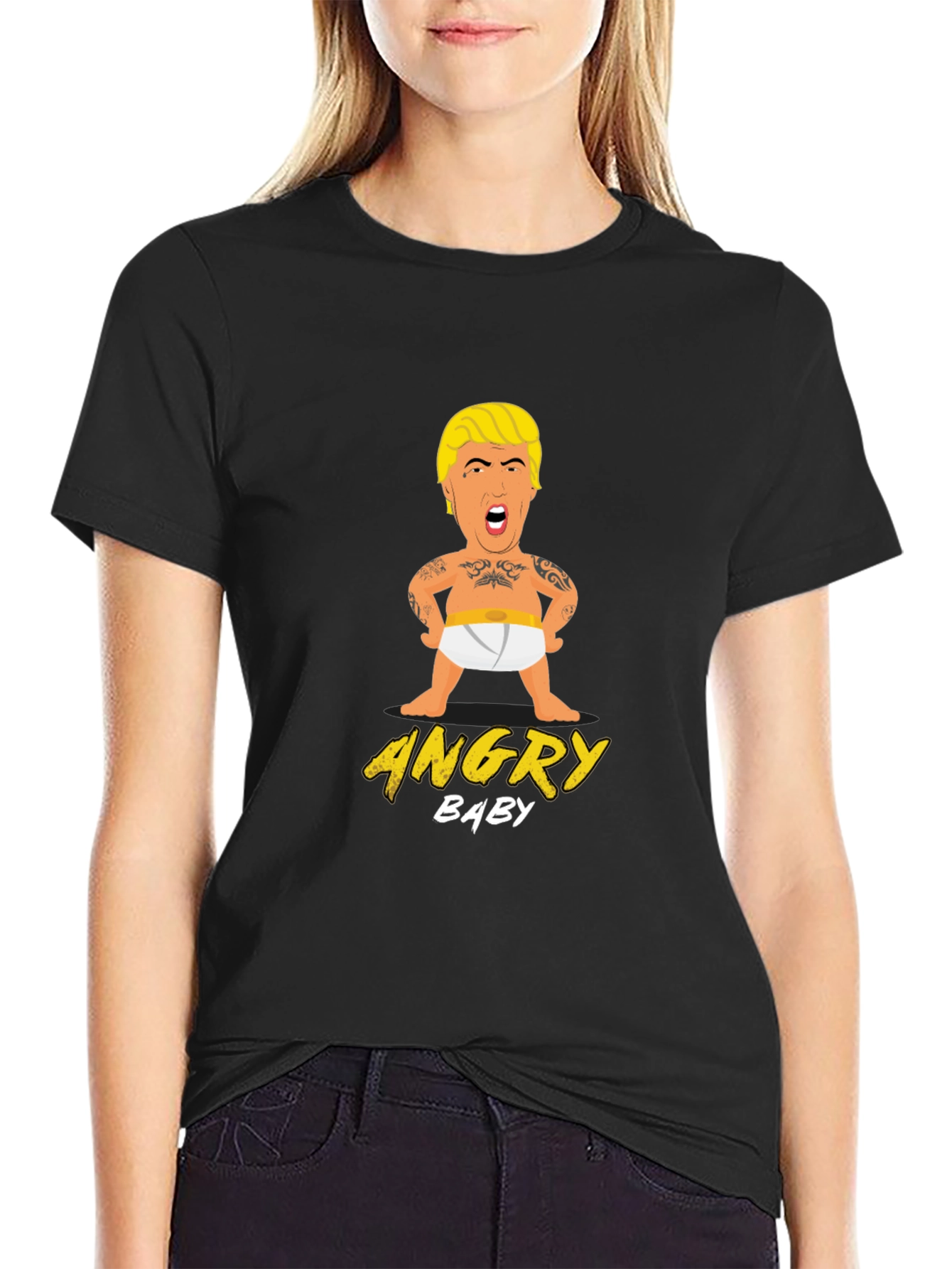 Black Angry Baby T-Shirt - Political Humor Tee view 2