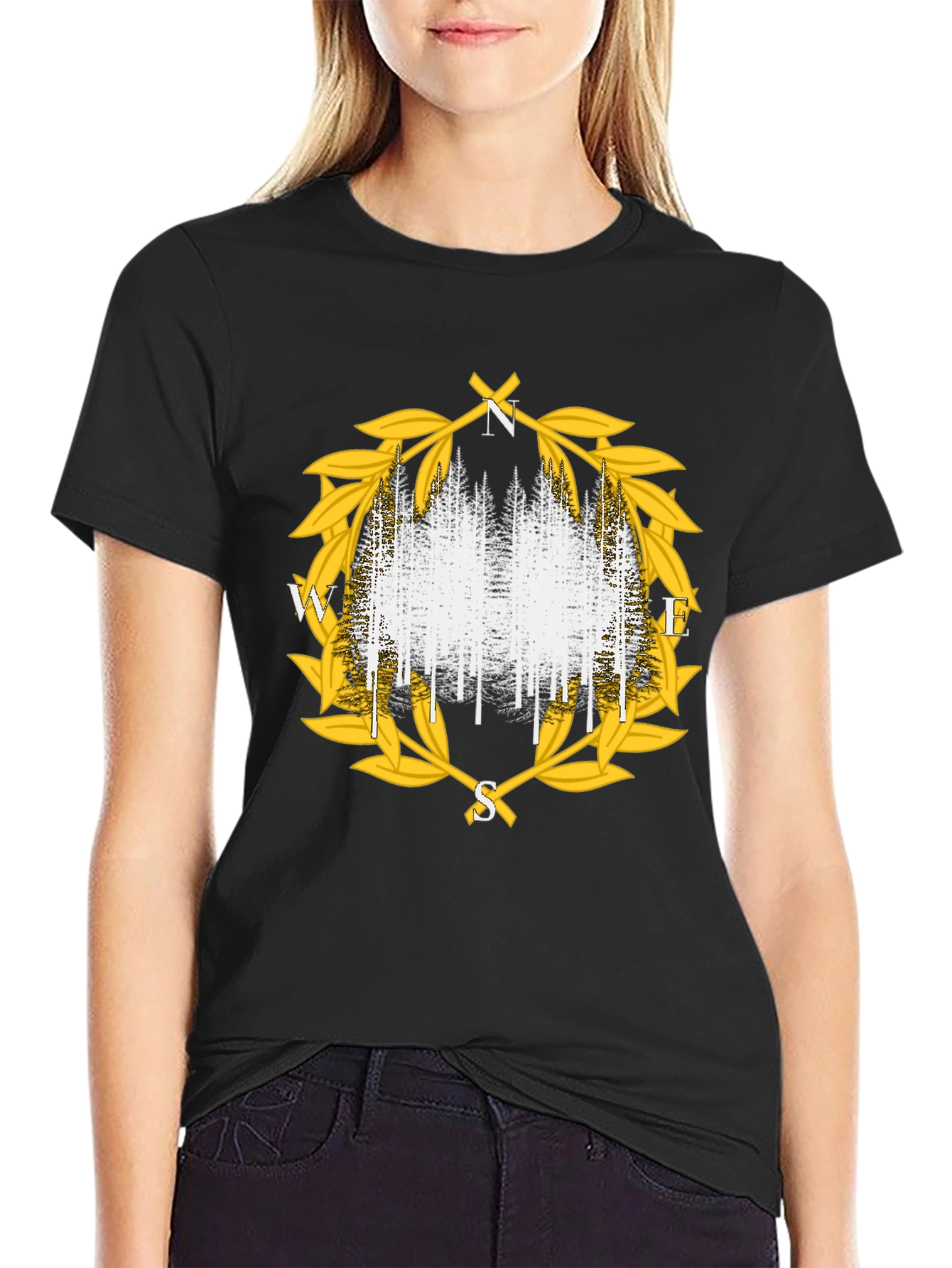 Black Compass Forest Tee - Stylish Nature Design view 2