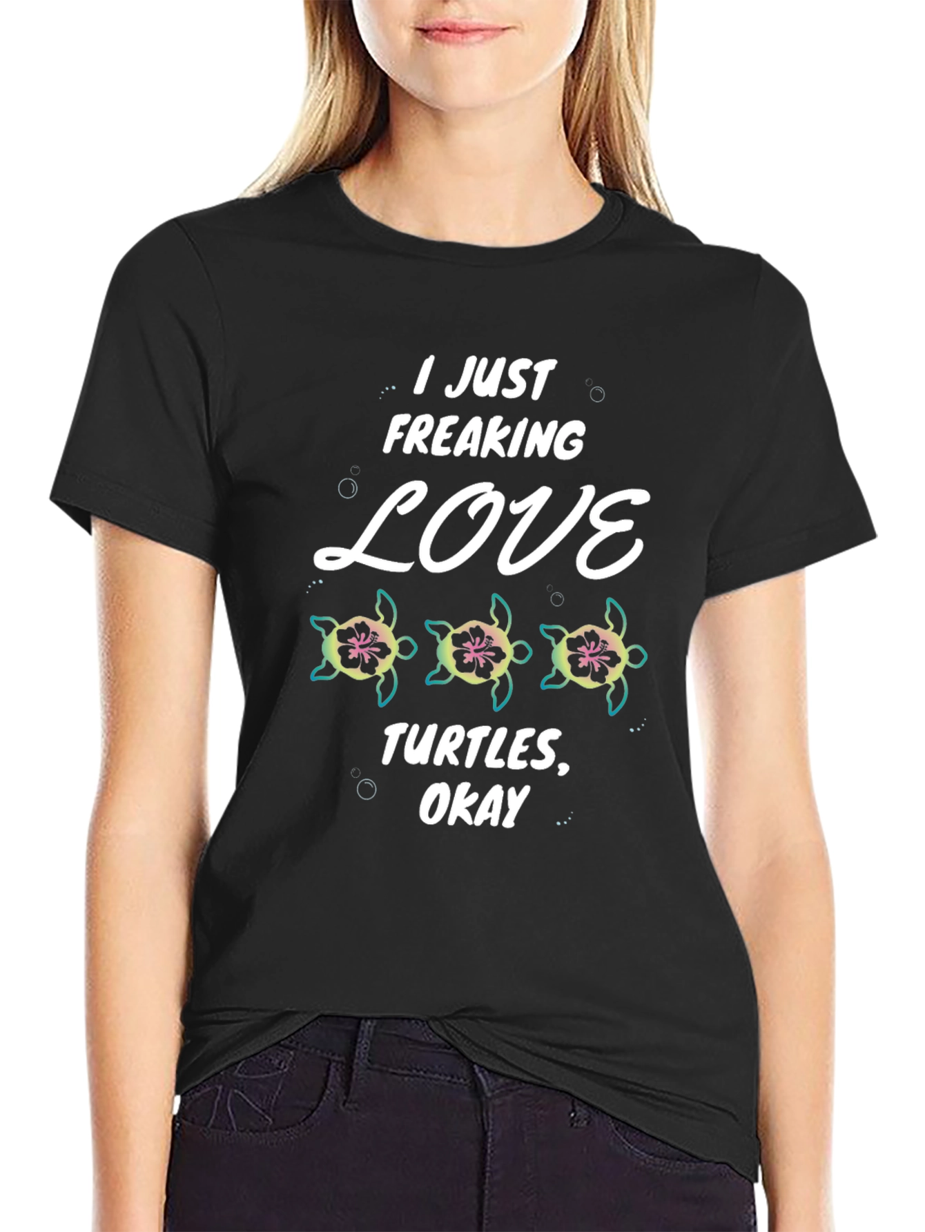 Black I Love Turtles T-Shirt view 2