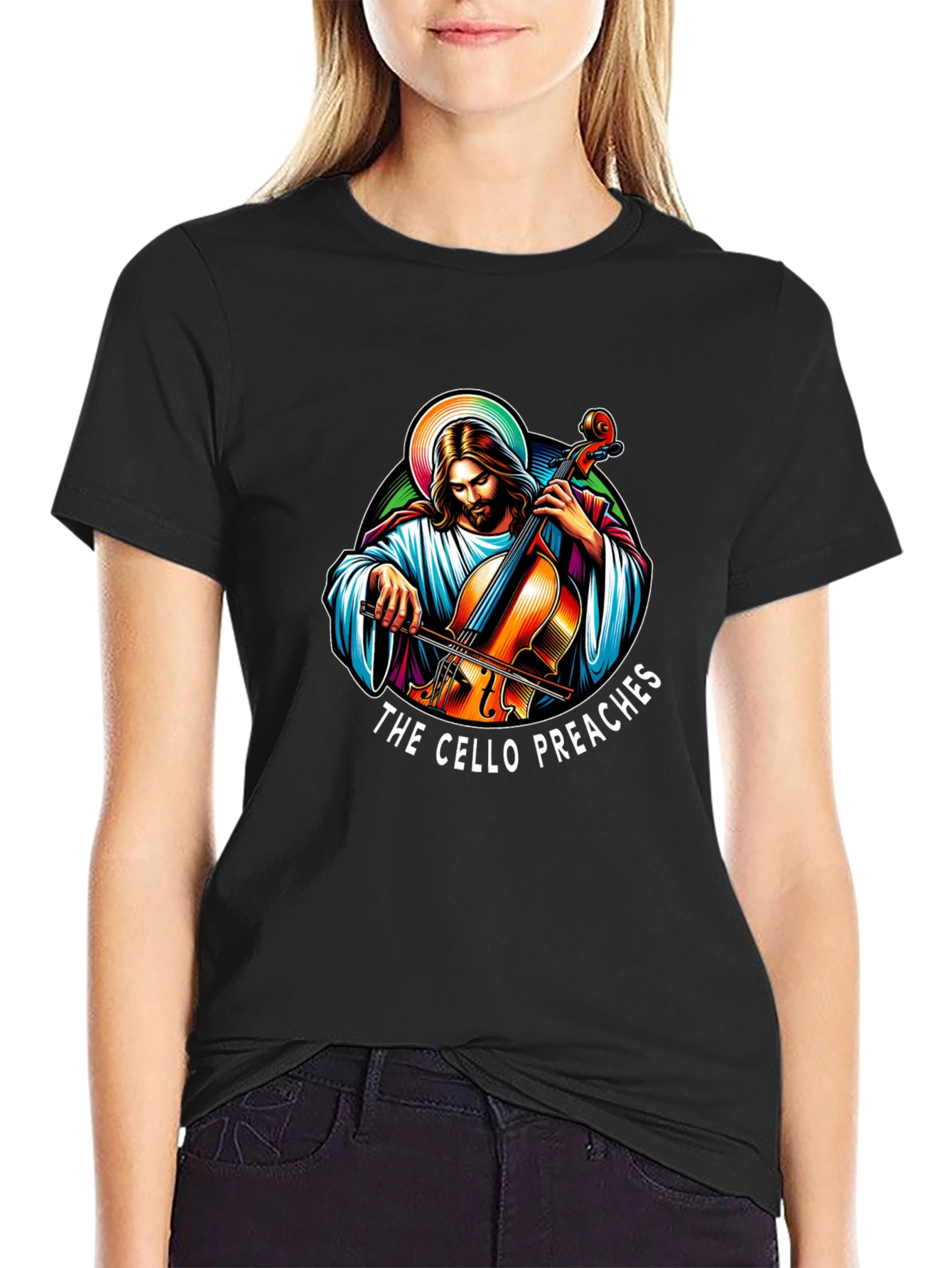 Black The Cello Preaches Black T-Shirt view 2