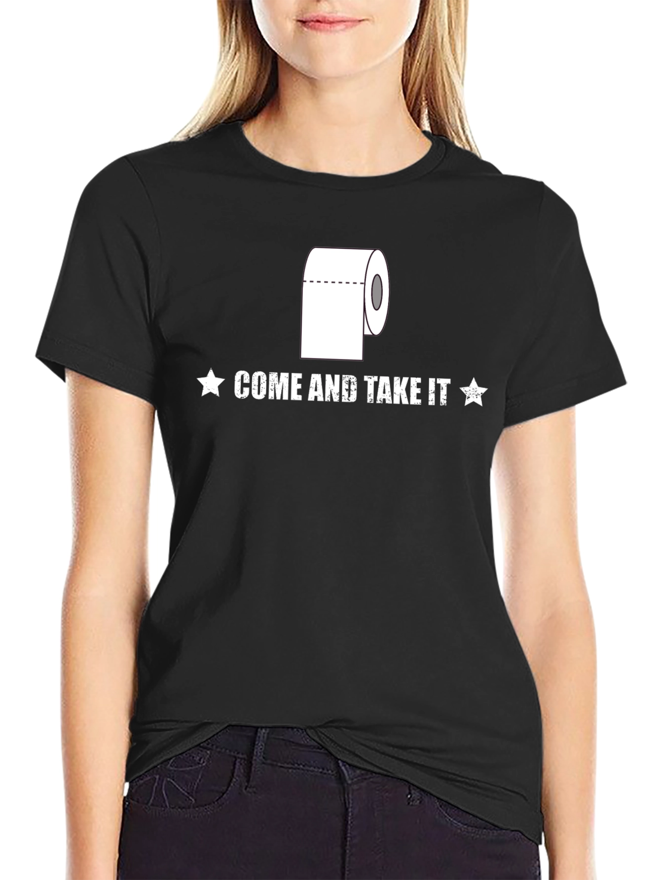 Black Come and Take It Toilet Paper Humor T-Shirt view 2
