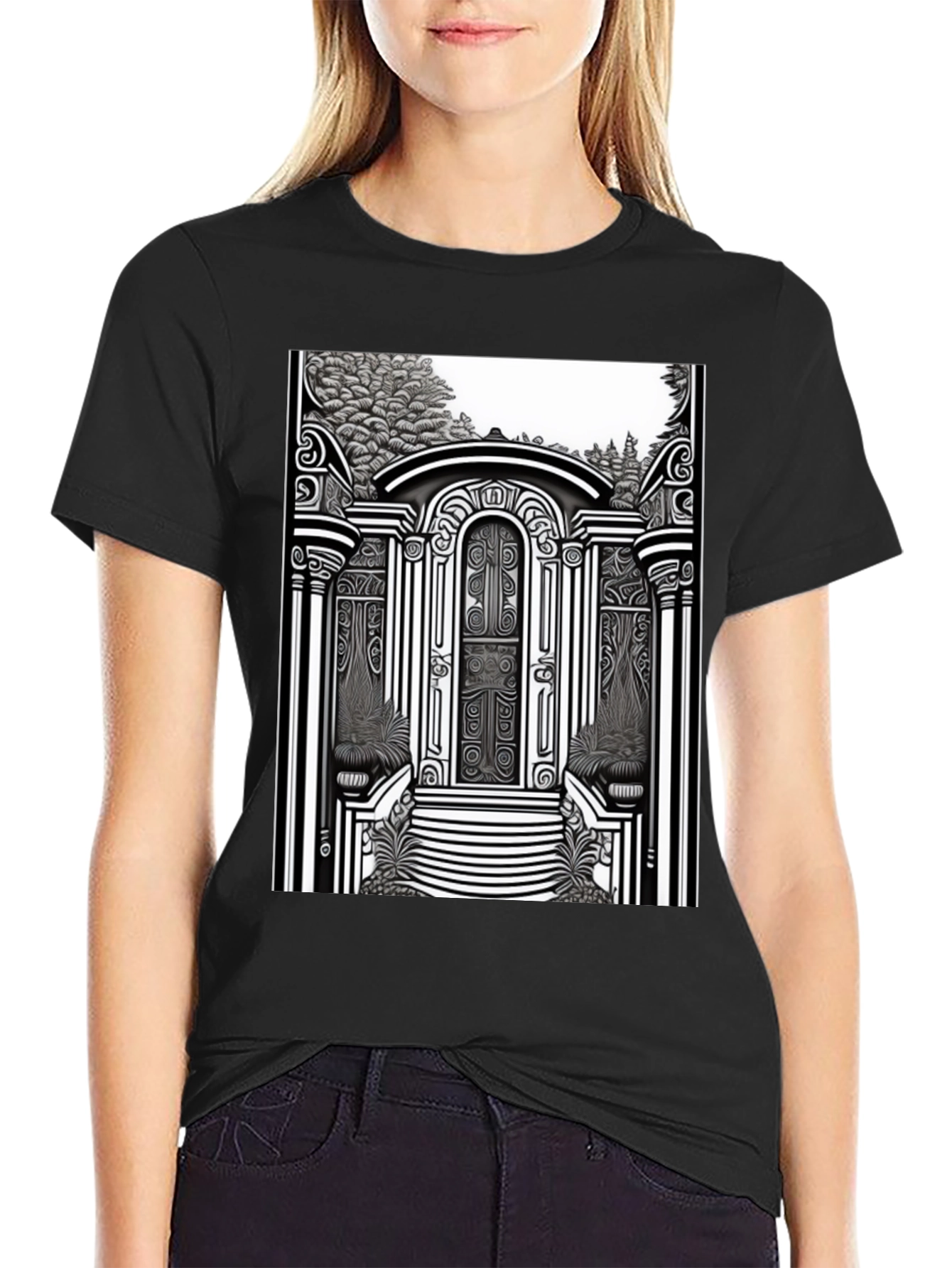 Black Ornate Gateway Graphic T-Shirt view 2