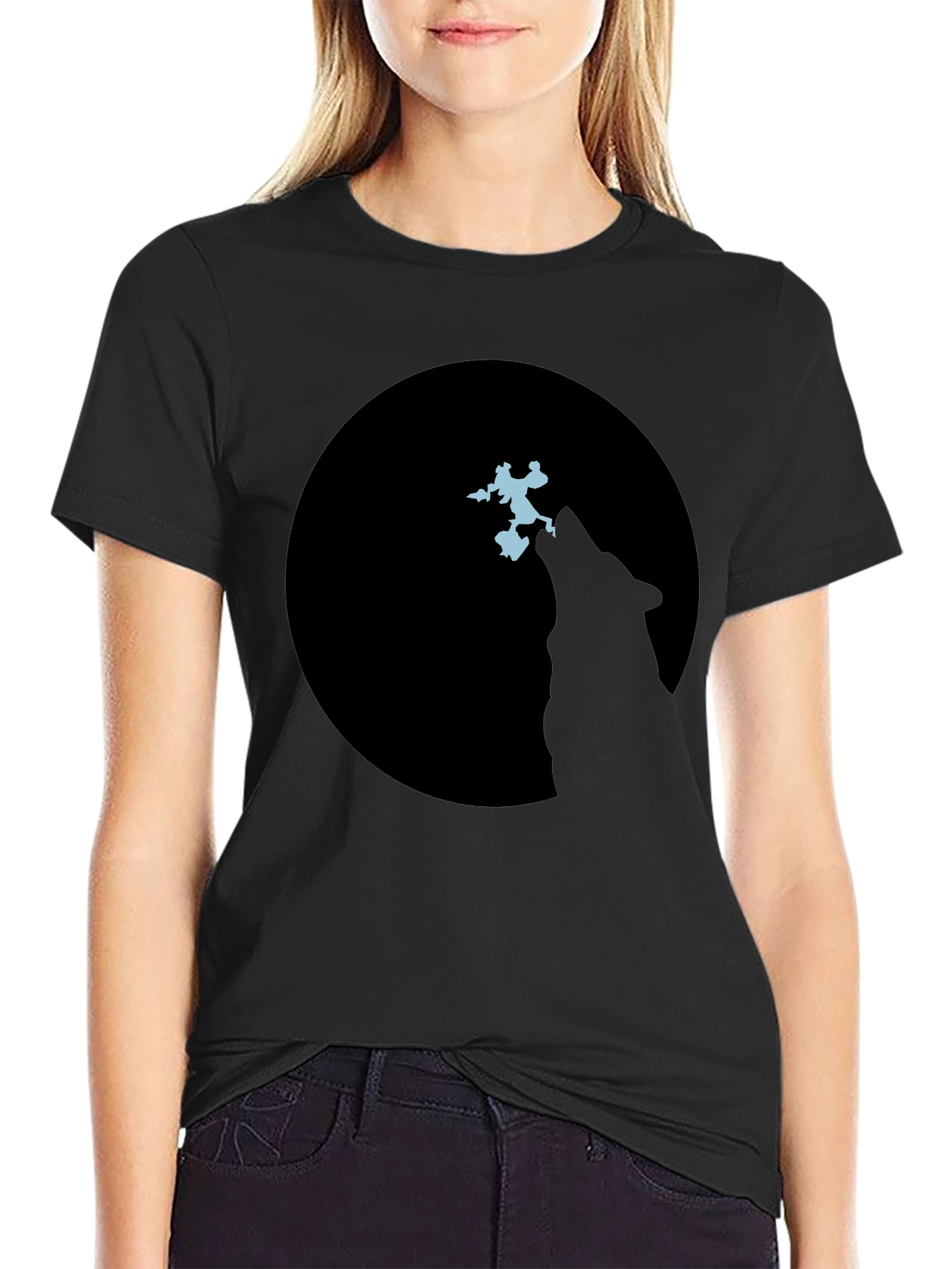 Black Wolf Moon Silhouette T-Shirt view 2