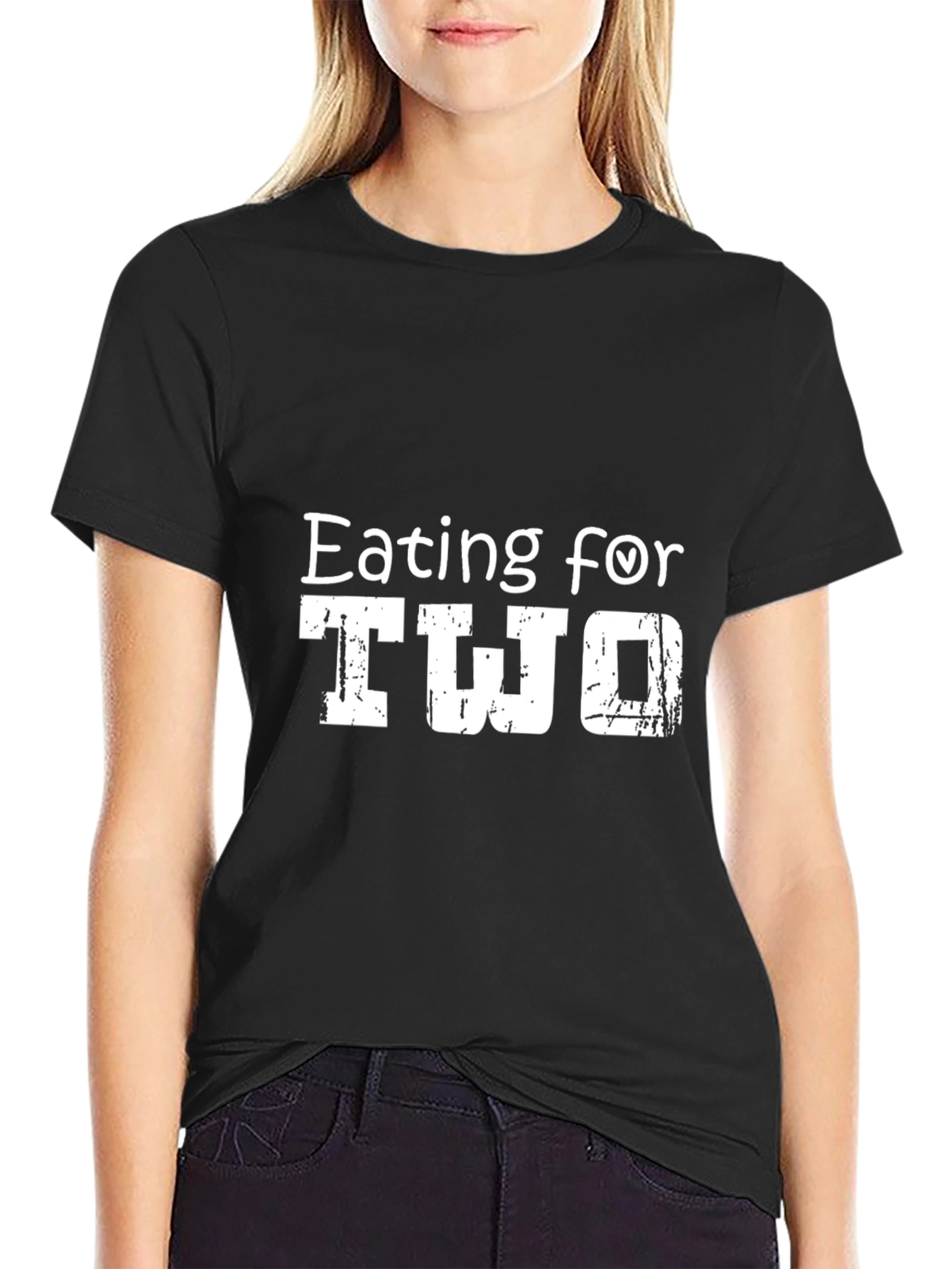 Black Eating for Two Funny Pregnancy T-Shirt view 2