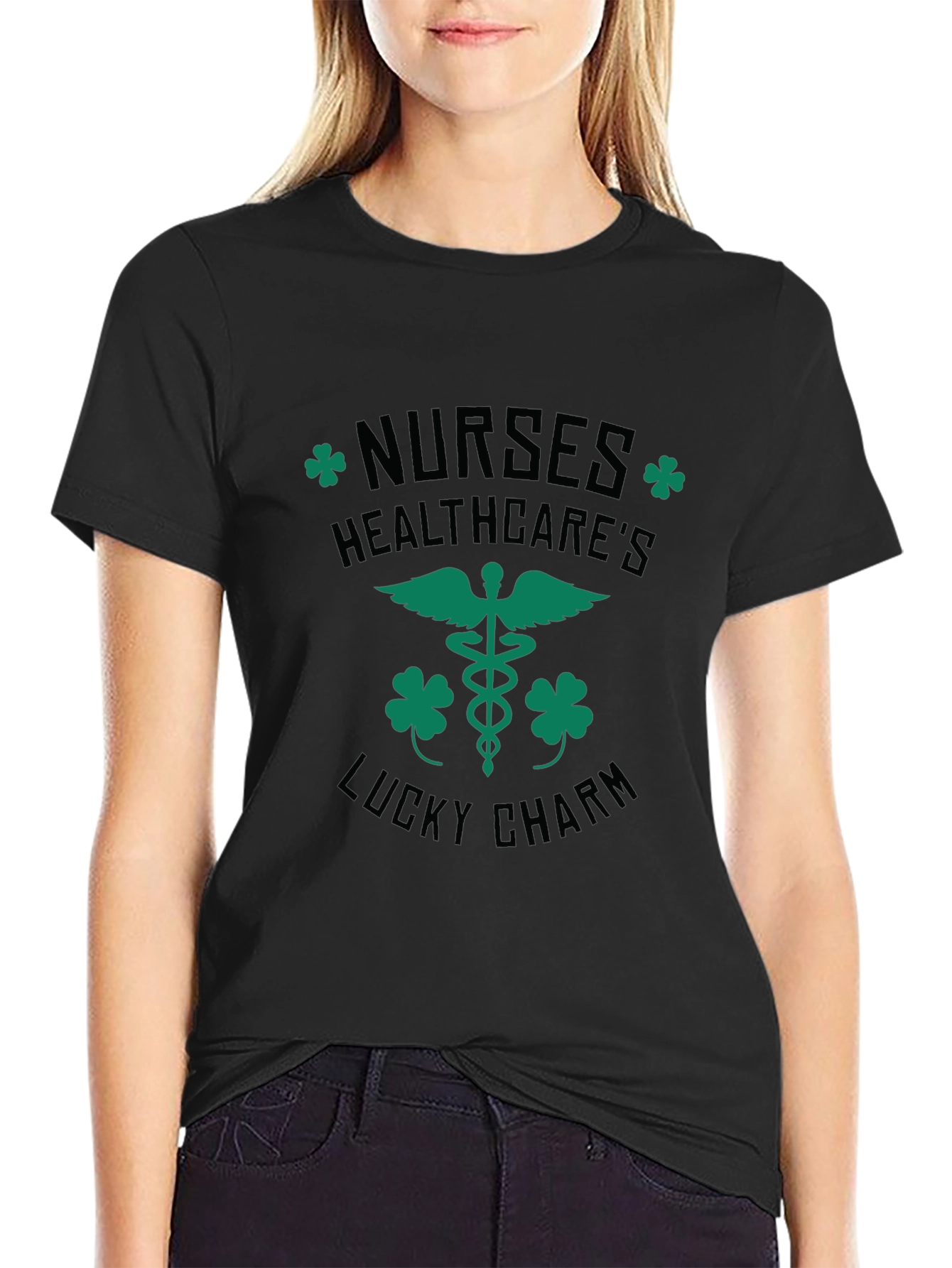 Black Nurses Healthcare's Lucky Charm T-Shirt - St Patrick's Day Tee view 2
