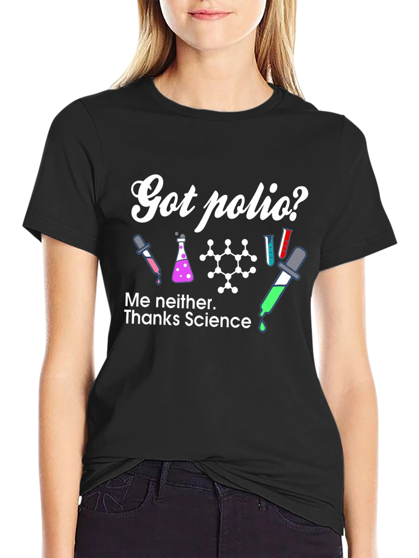Black Got Polio? T-Shirt, Science Tee view 2