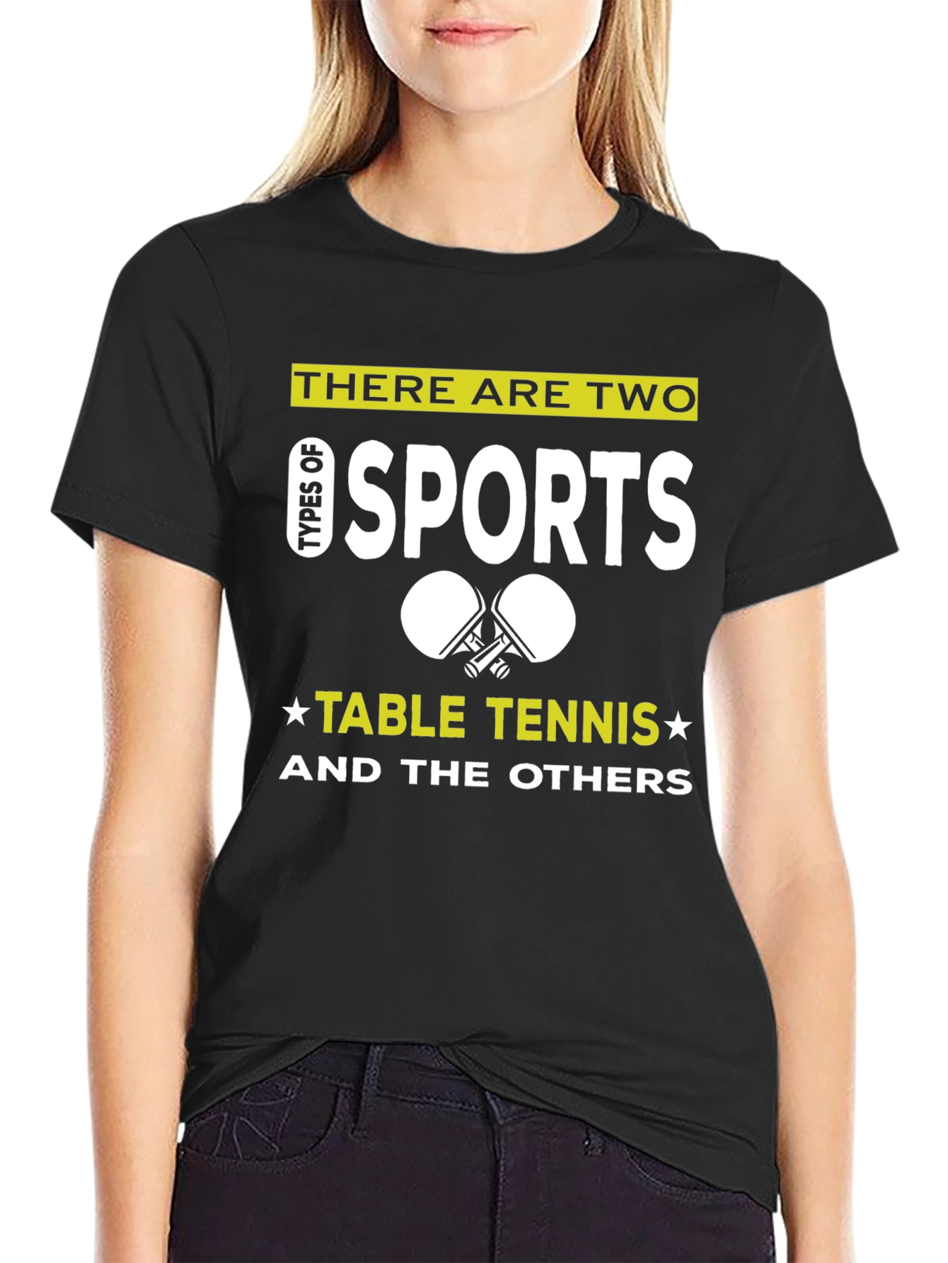 Black Table Tennis T-Shirt - Two Types of Sports view 2