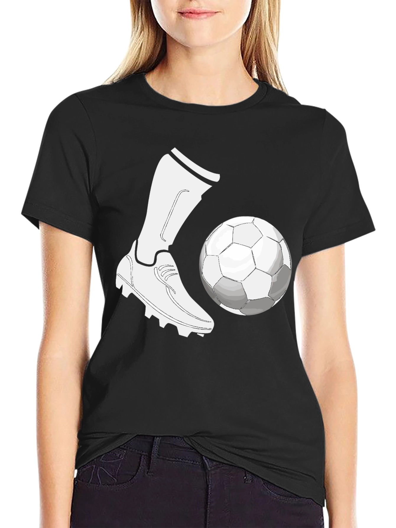 Black Soccer Kick T-Shirt: Sporty Style view 2