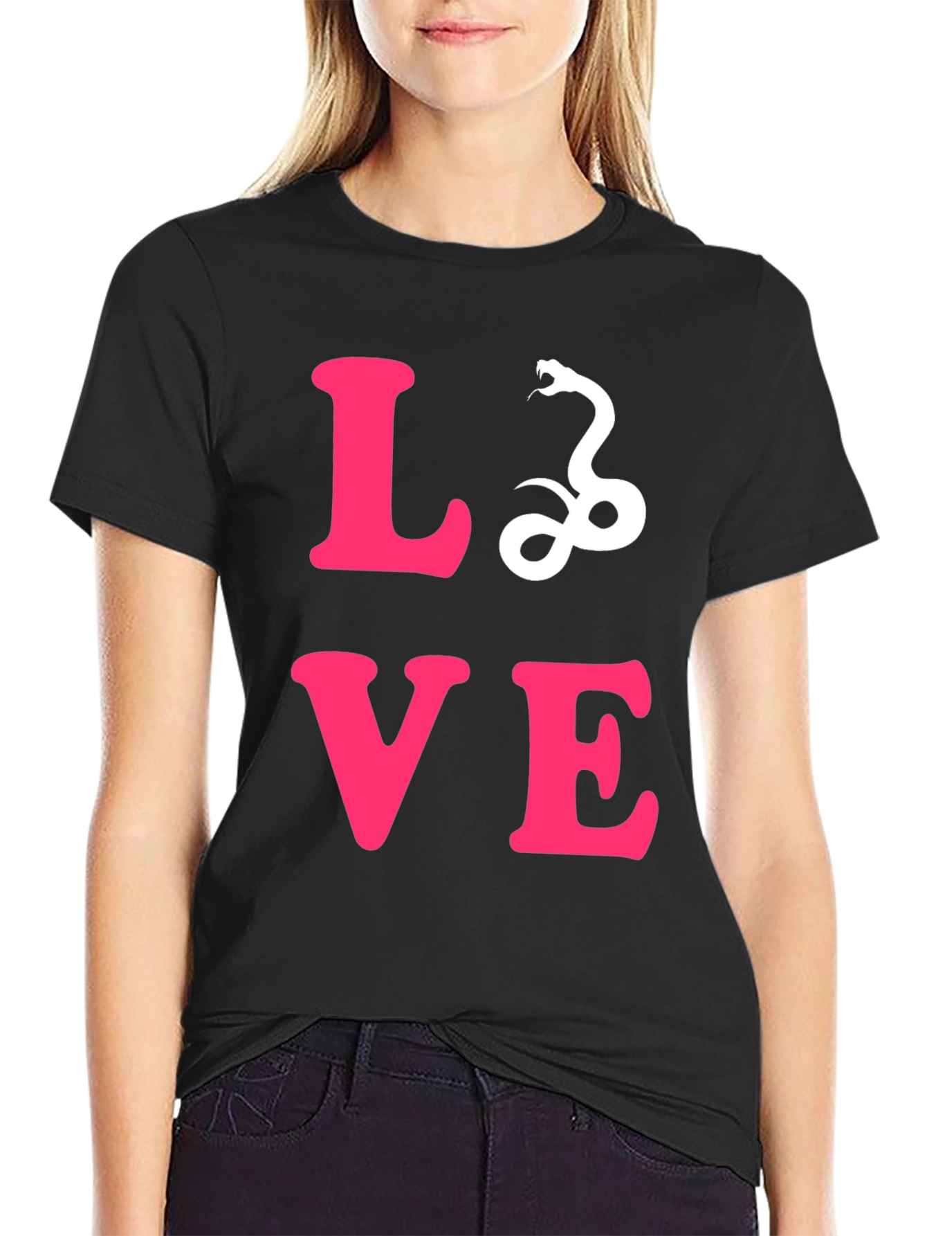 Black Love Snake Graphic Tee - Stylish Unisex T-Shirt view 2