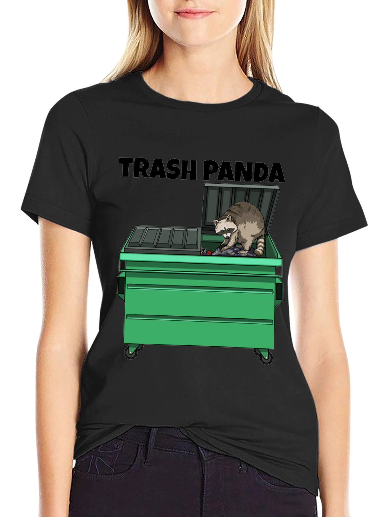 Black Trash Panda Graphic T-Shirt - Funny Raccoon Tee view 2