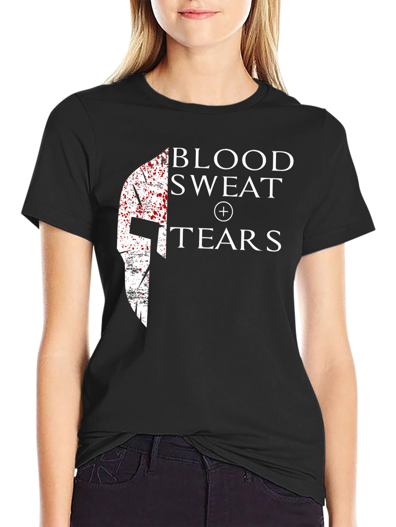 Black Blood Sweat Tears Spartan Helmet T-Shirt - Black view 2