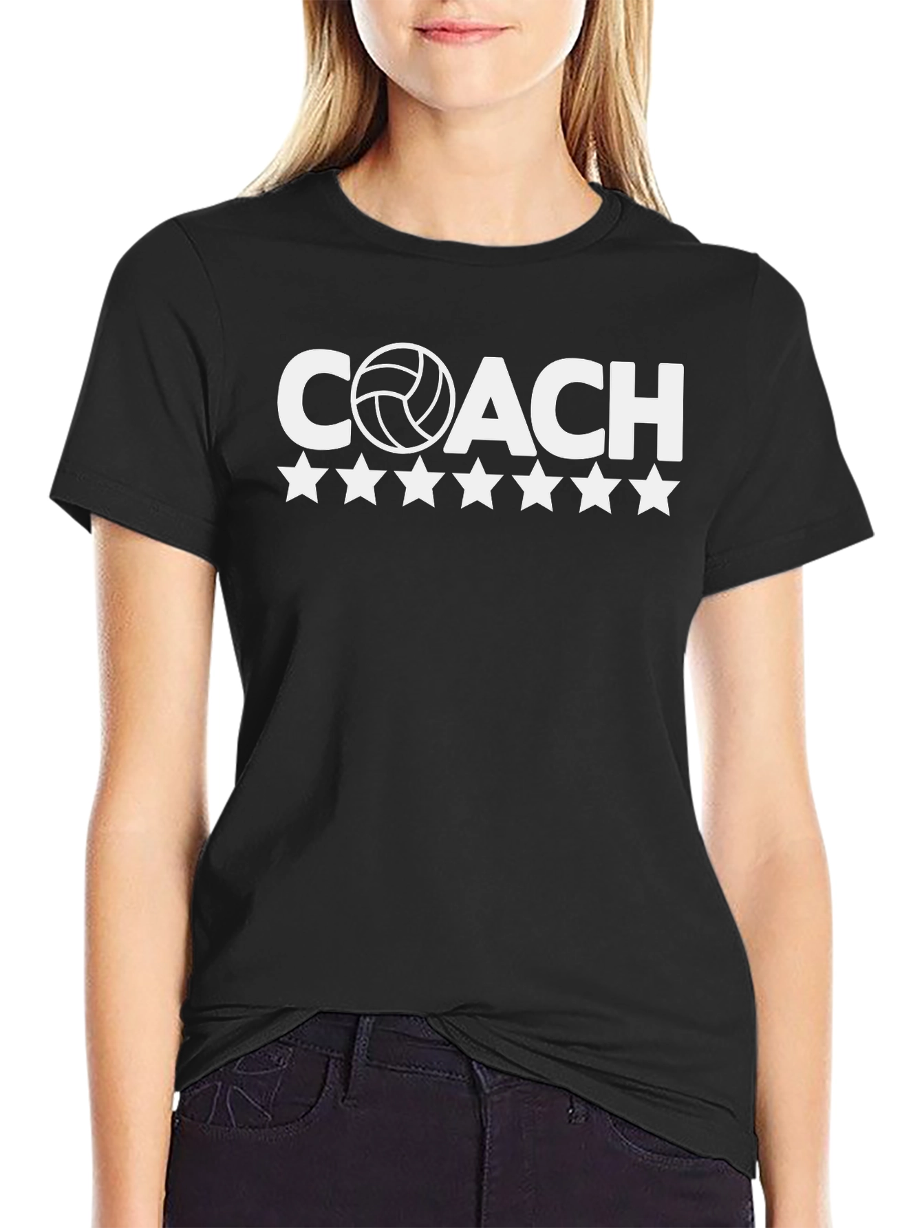 Black Volleyball Coach T-Shirt - Premium Soft Cotton view 2