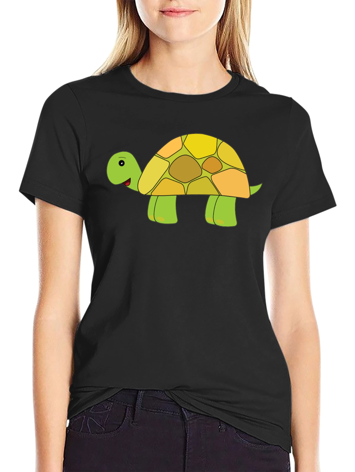 Black Turtle Graphic Tee - Cute Animal T-Shirt view 2