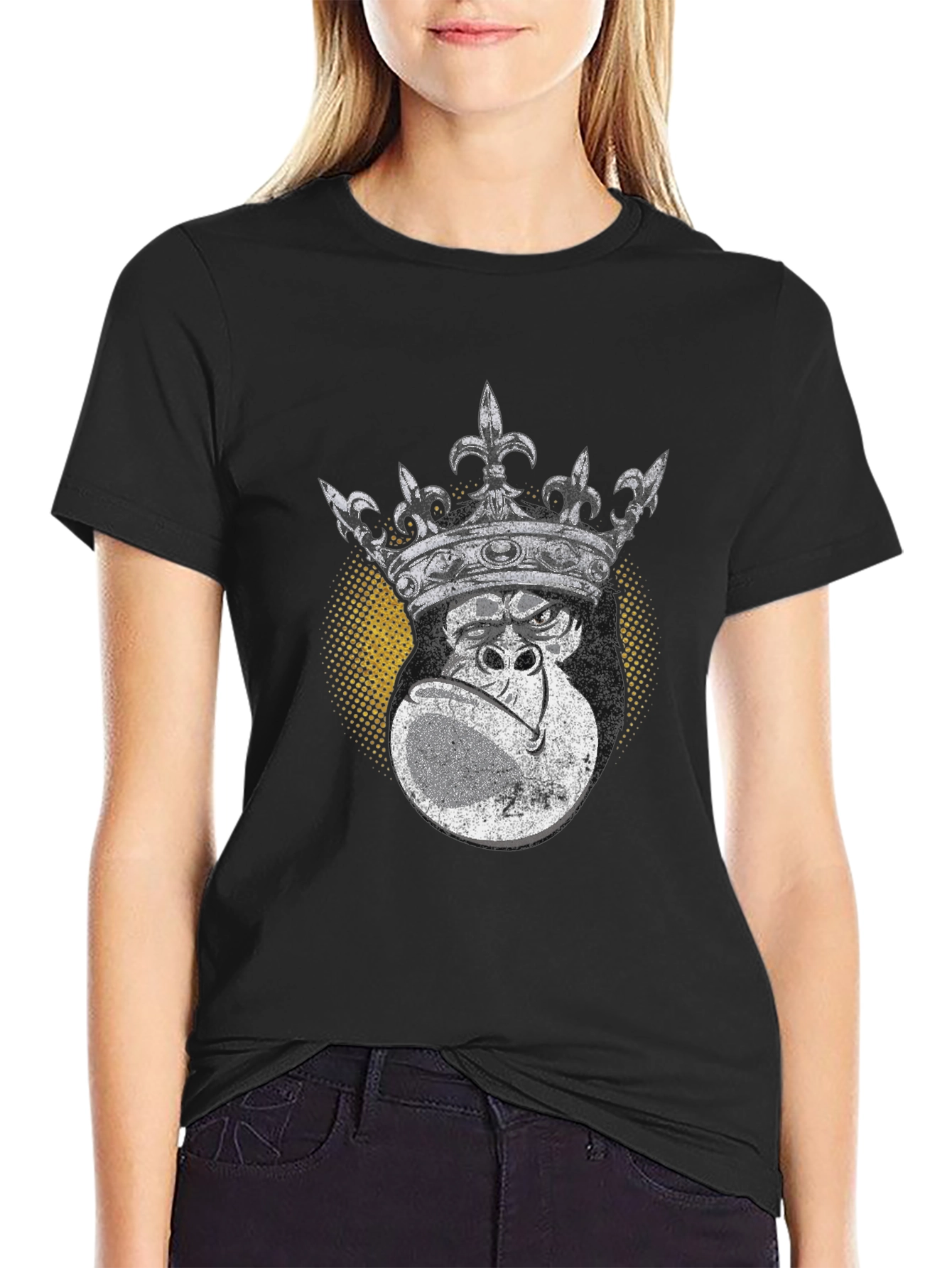 Black King Kong Graphic Tee - Black Cotton T-Shirt view 2