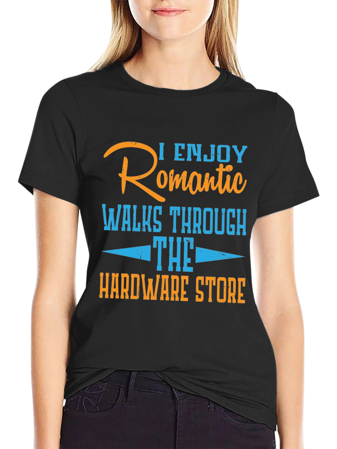 Black Humorous Hardware Store Romantic Walks T-Shirt view 2