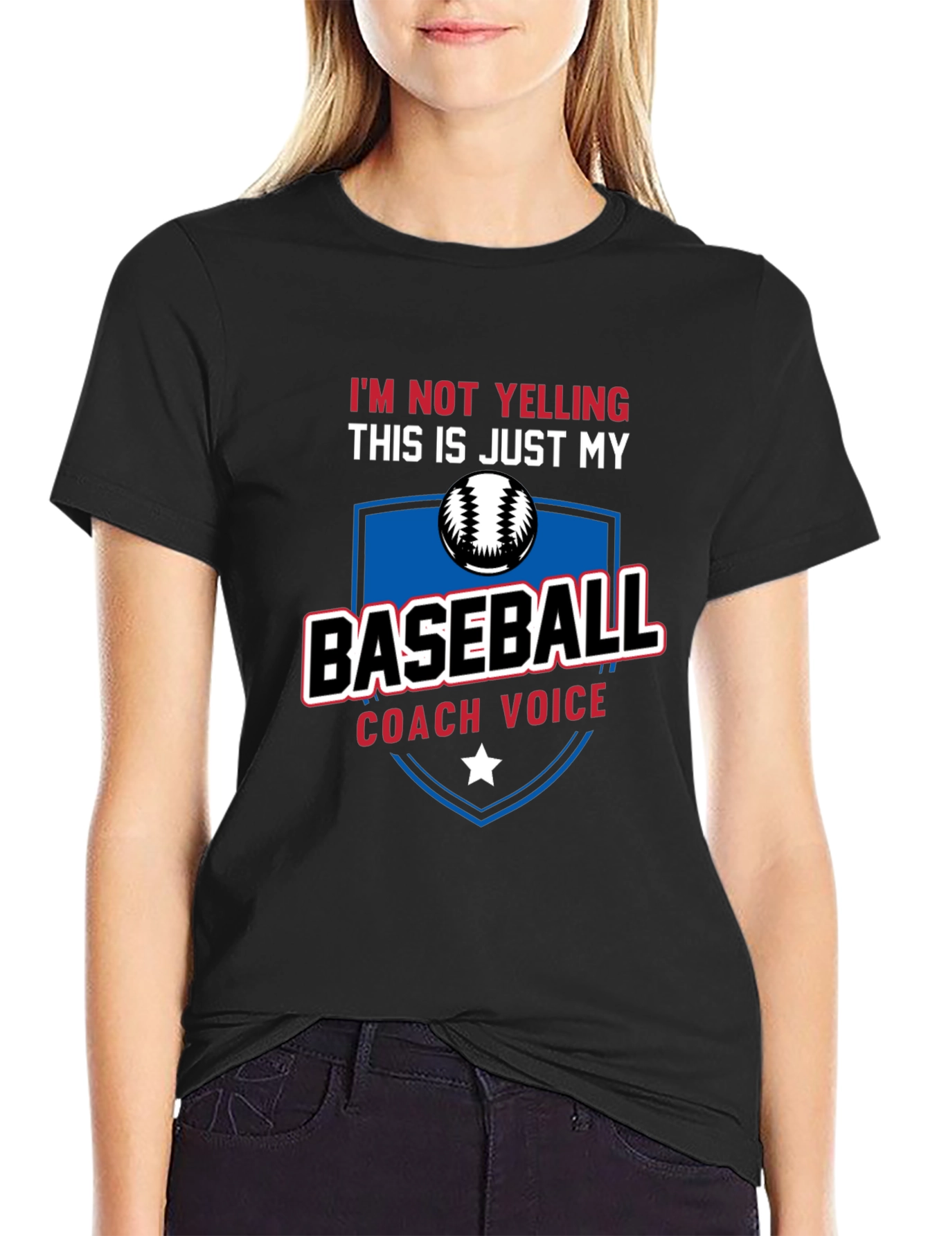 Black Baseball Coach Voice T-Shirt view 2