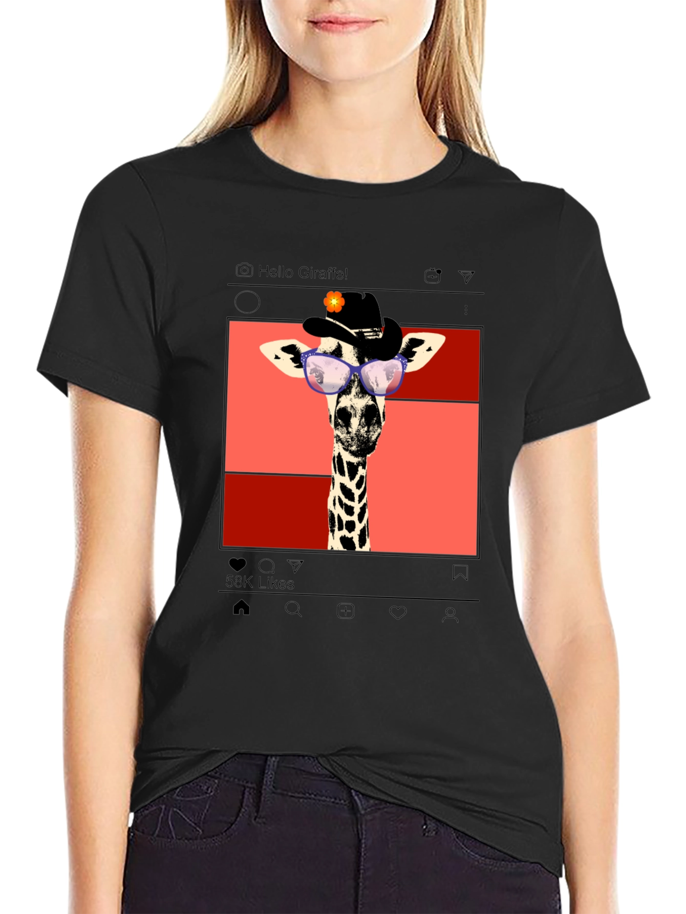 Black Giraffe Instagram T-Shirt view 2