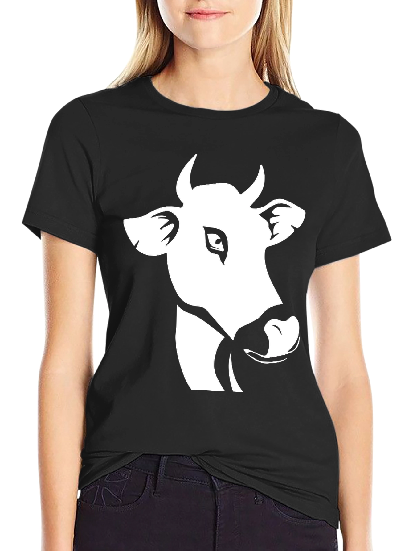 Black Cow Graphic Black T-Shirt view 2