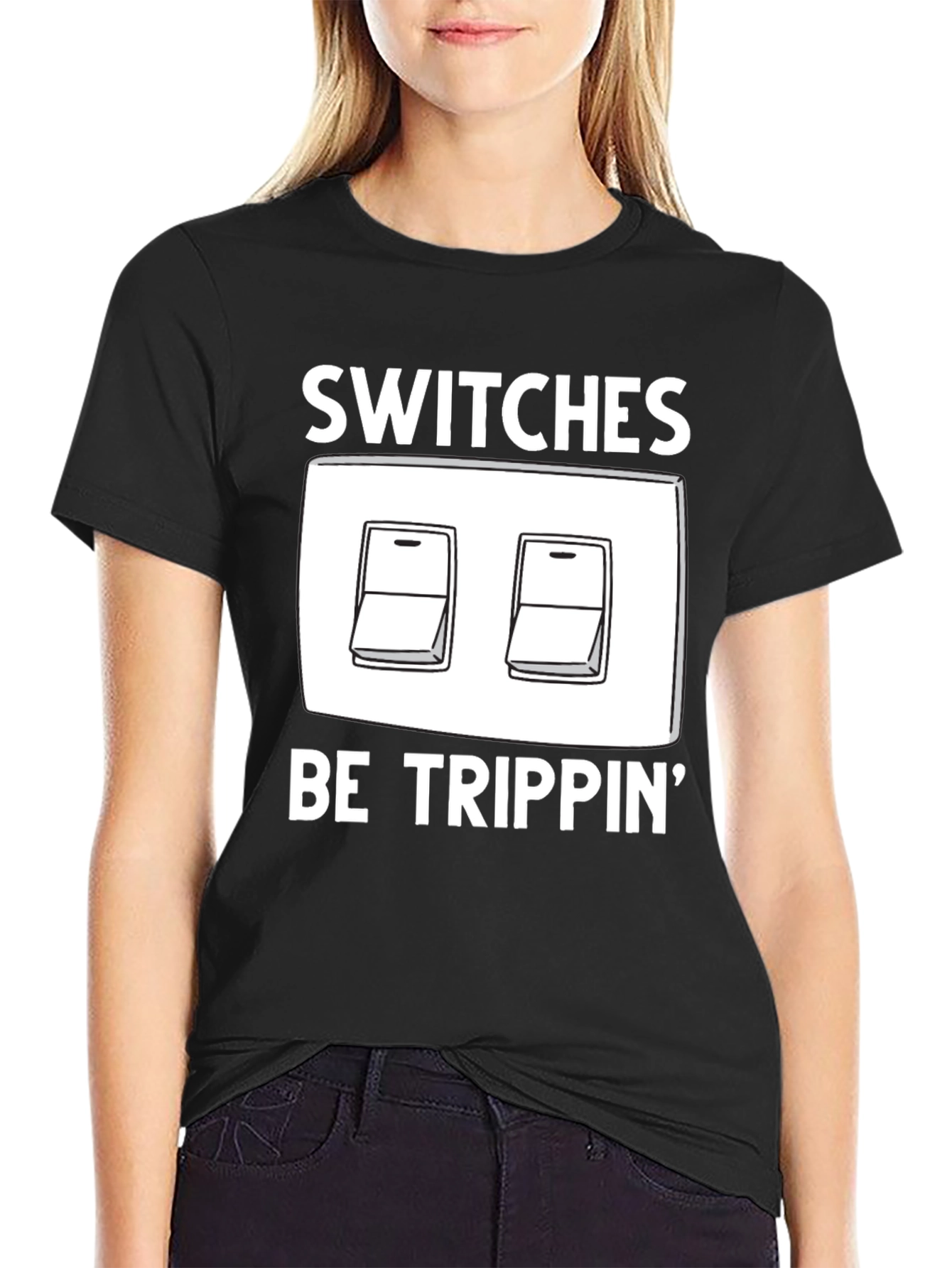 Black Switches Be Trippin' Graphic T-Shirt view 2
