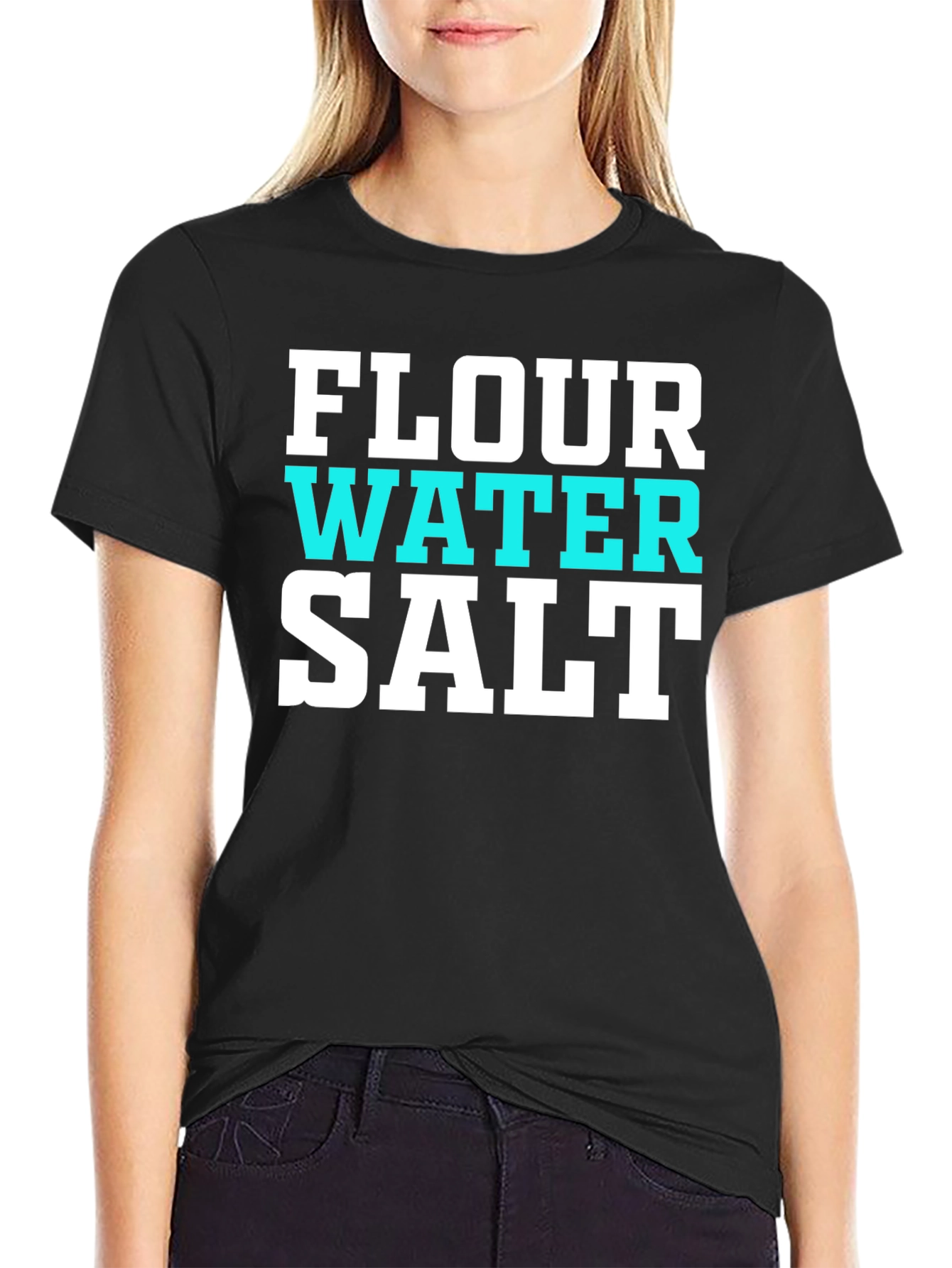 Black Flour Water Salt T-Shirt - Baker Recipe Tee view 2
