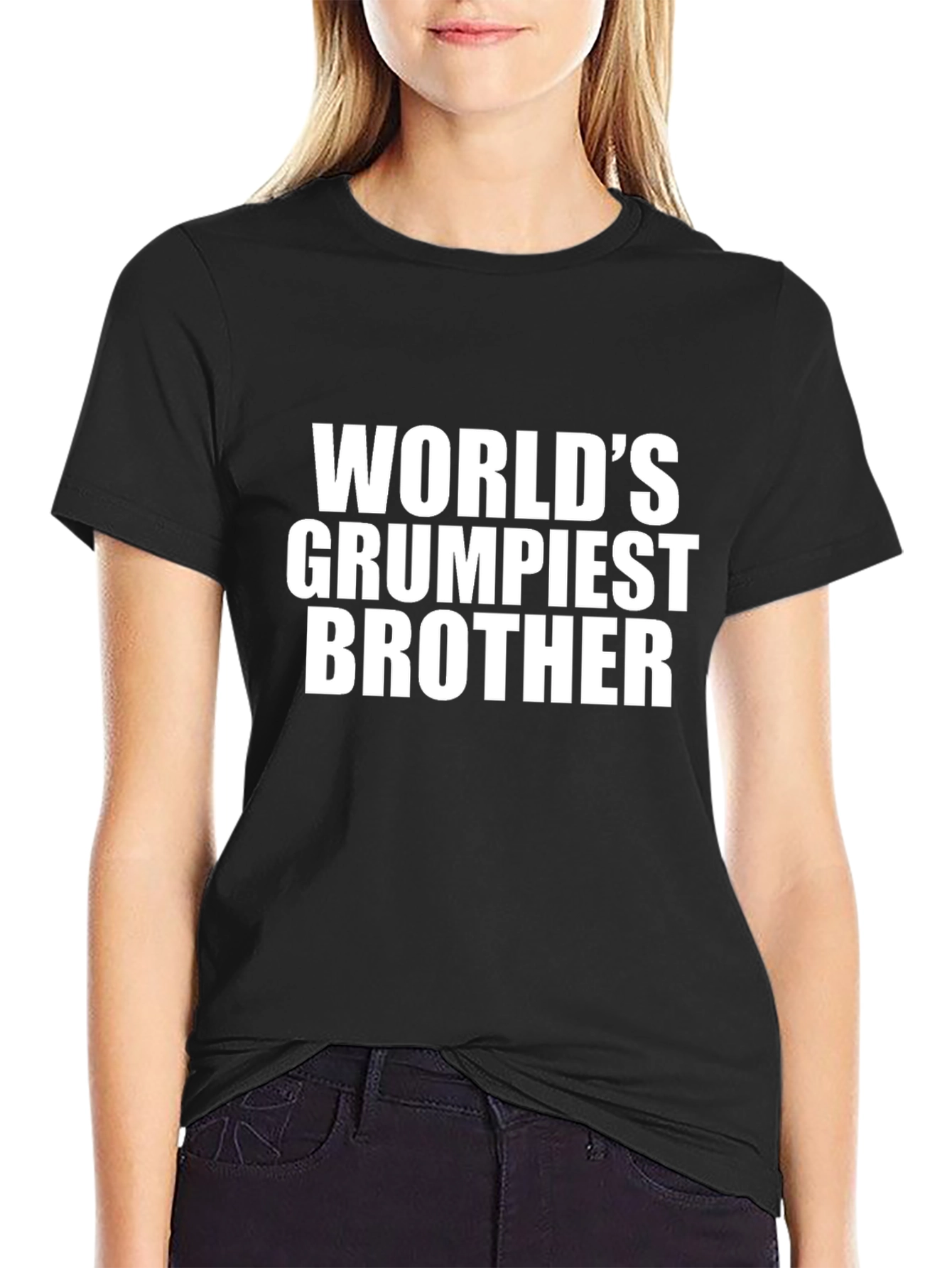 Black World's Grumpiest Brother T-Shirt - Funny Sarcastic Tee view 2