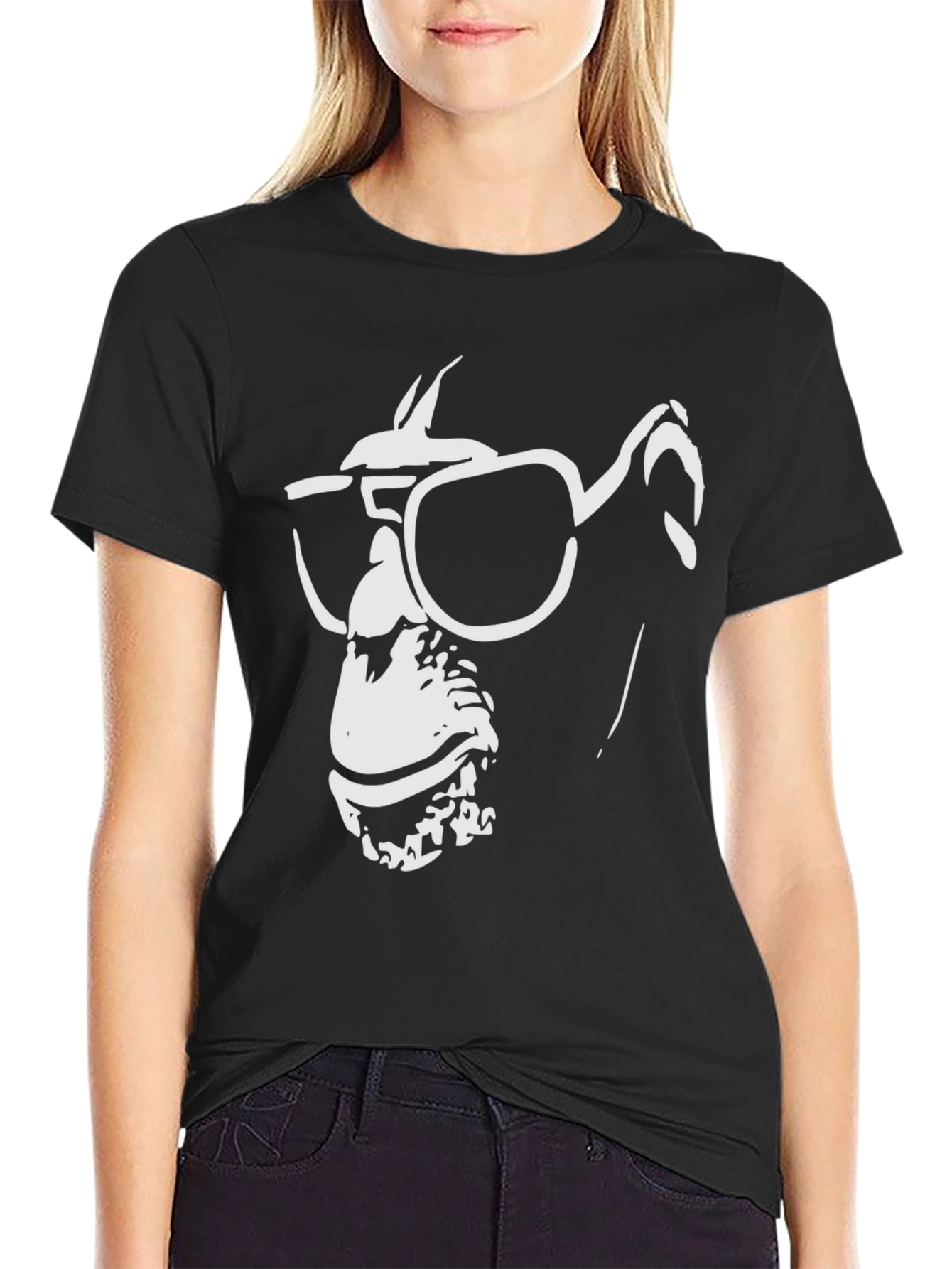 Black Cool Chimp Graphic Tee - Black Cotton T-Shirt view 2