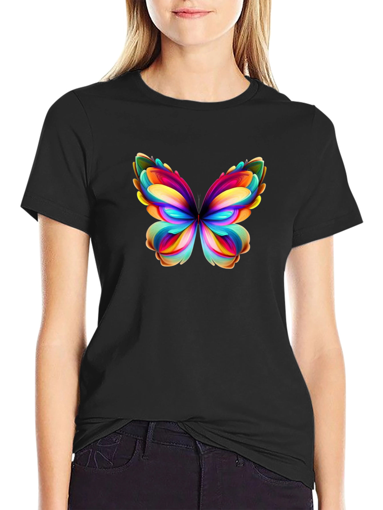 Black Butterfly Graphic Tee - Vibrant Colors view 2