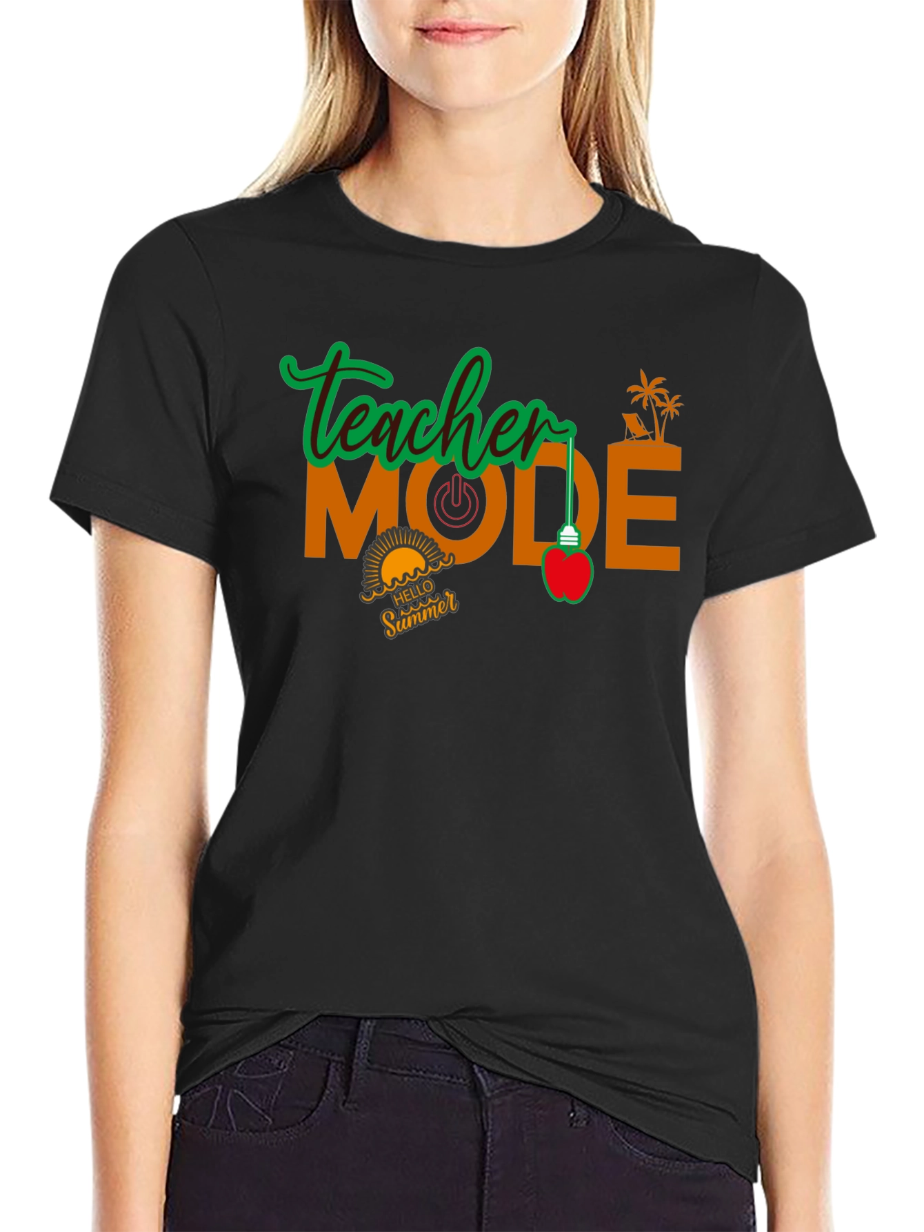 Black Teacher Mode Summer Black T-Shirt view 2