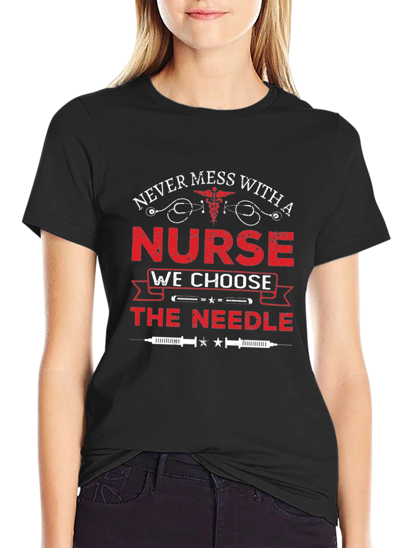 Black Never Mess with a Nurse T-Shirt view 2