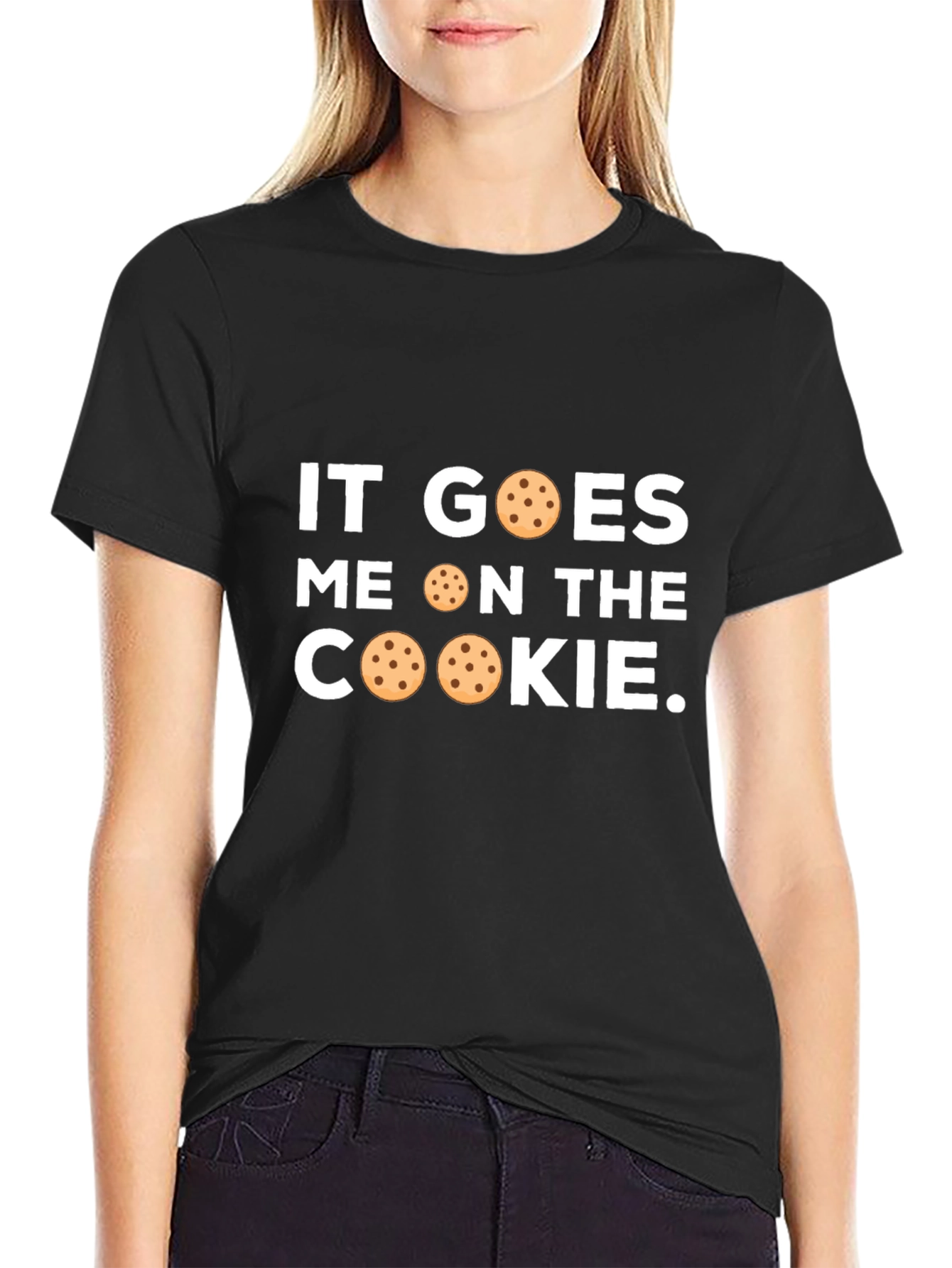 Black It Goes Cookie Funny T-Shirt view 2