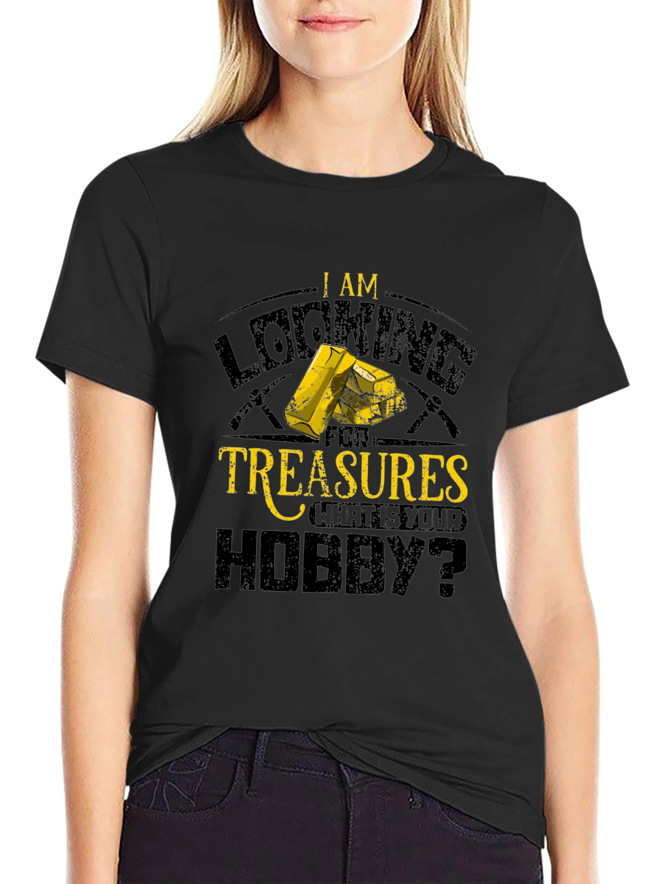Black I Am Looking For Treasures Hobby Graphic Tee view 2