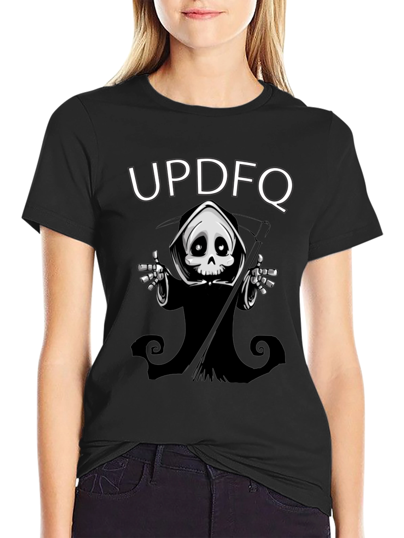 Black UPD FQ Grim Reaper Black Graphic T-Shirt view 2