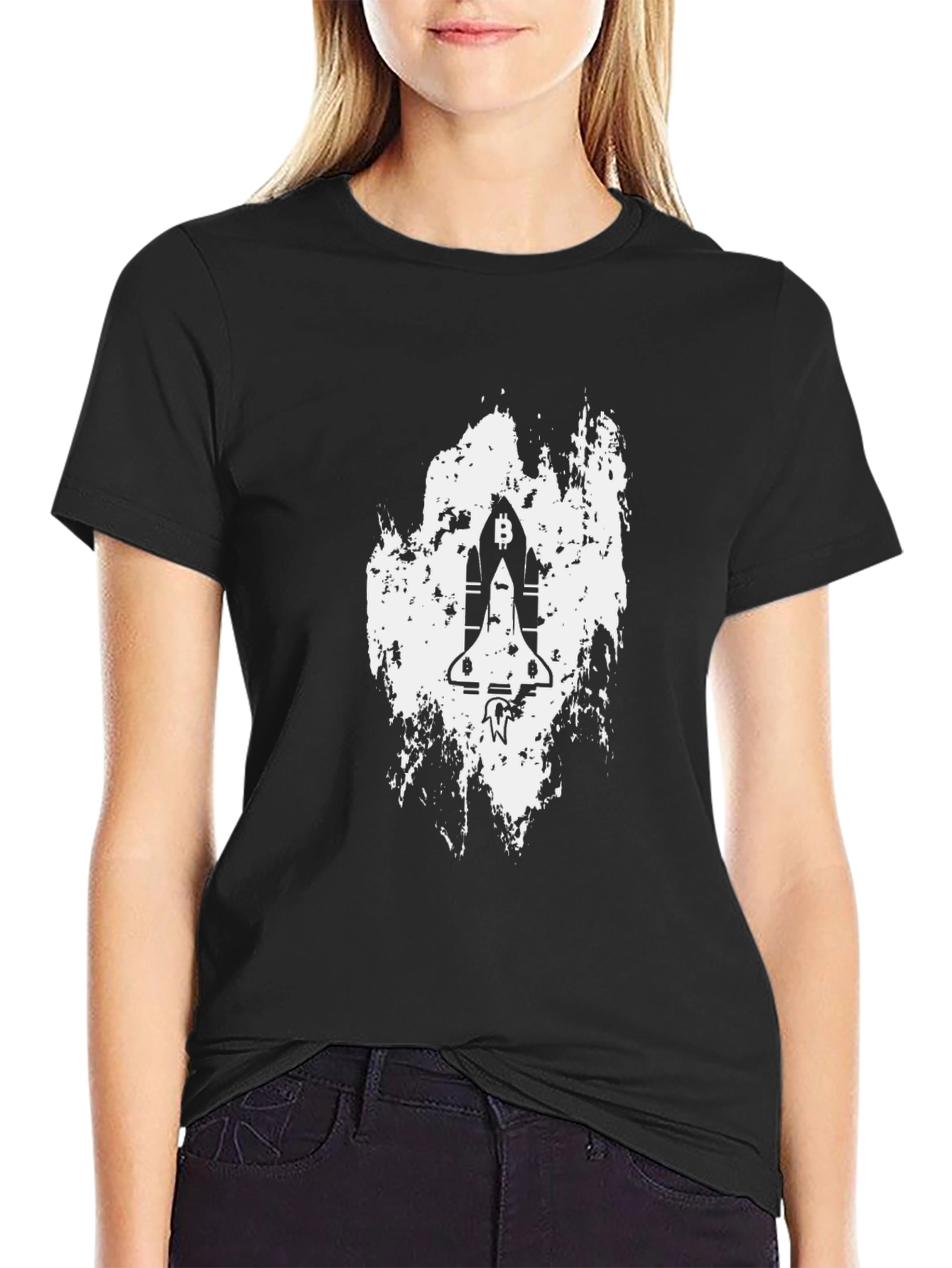 Black Space Shuttle T-Shirt - Black Cotton Blend view 2