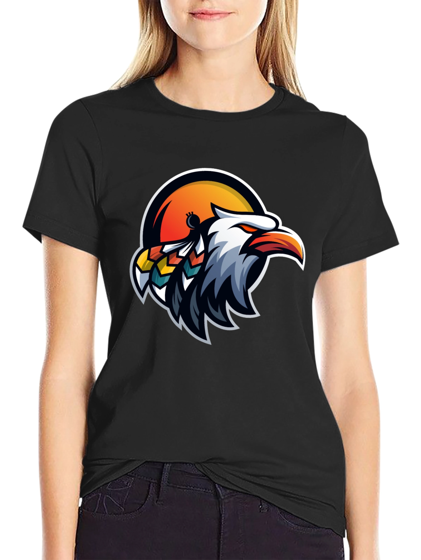 Black Eagle Head Graphic Tee - Cool Bird Design view 2