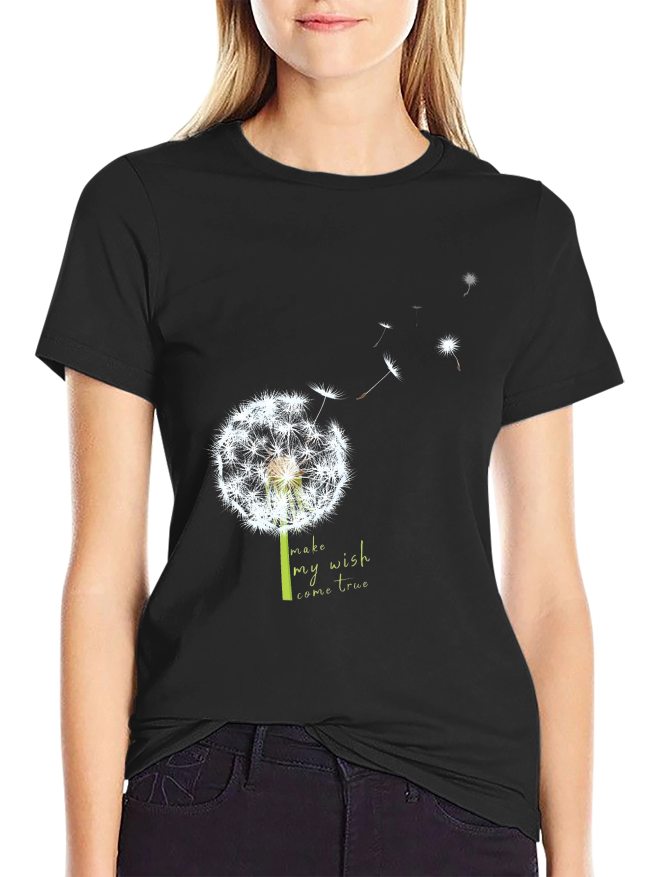 Black Dandelion Wish T-Shirt - Black view 2