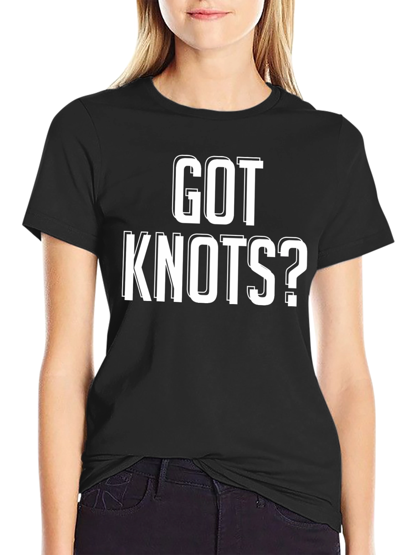 Black Got Knots? Funny Graphic T-Shirt - Black view 2