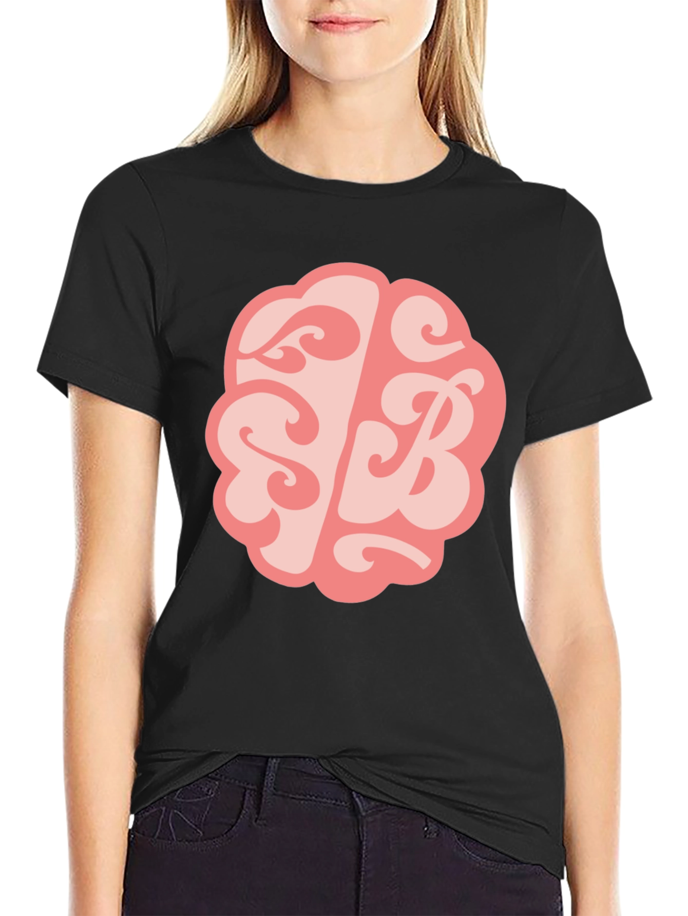 Black Brain SB Graphic Tee - Black Cotton Blend T-Shirt view 2