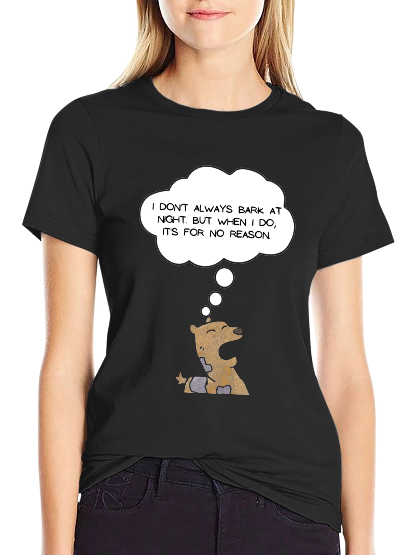 Black Humorous Dog Barking T-Shirt view 2