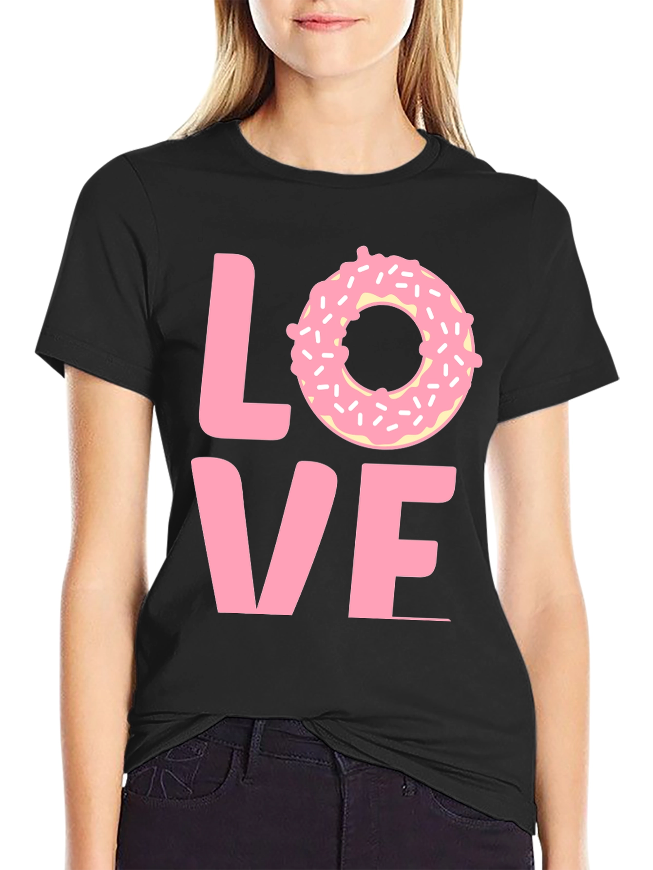 Black Love Donut T-Shirt - Fun & Stylish Graphic Tee view 2