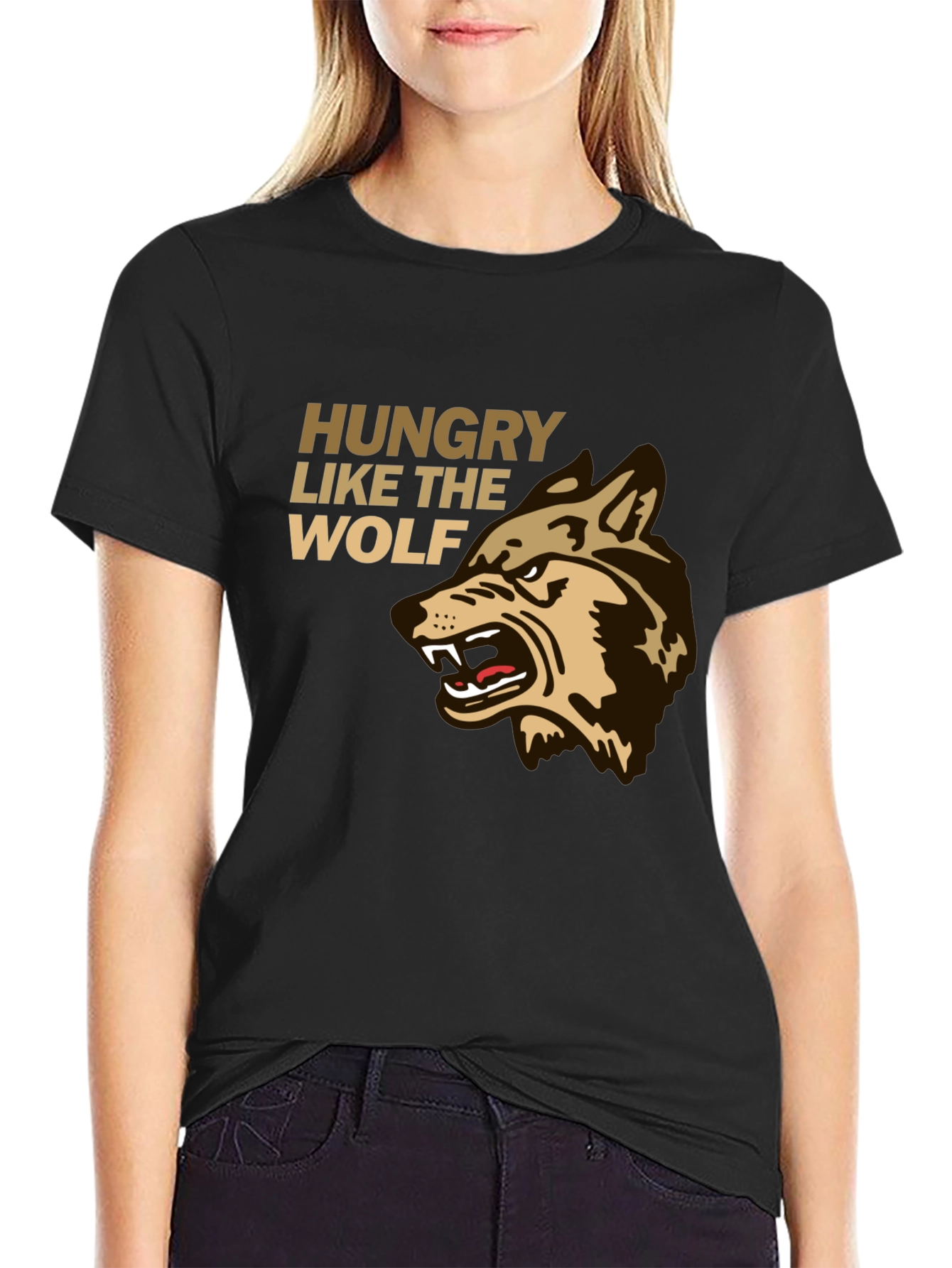 Black Hungry Like the Wolf Graphic Tee - Black view 2