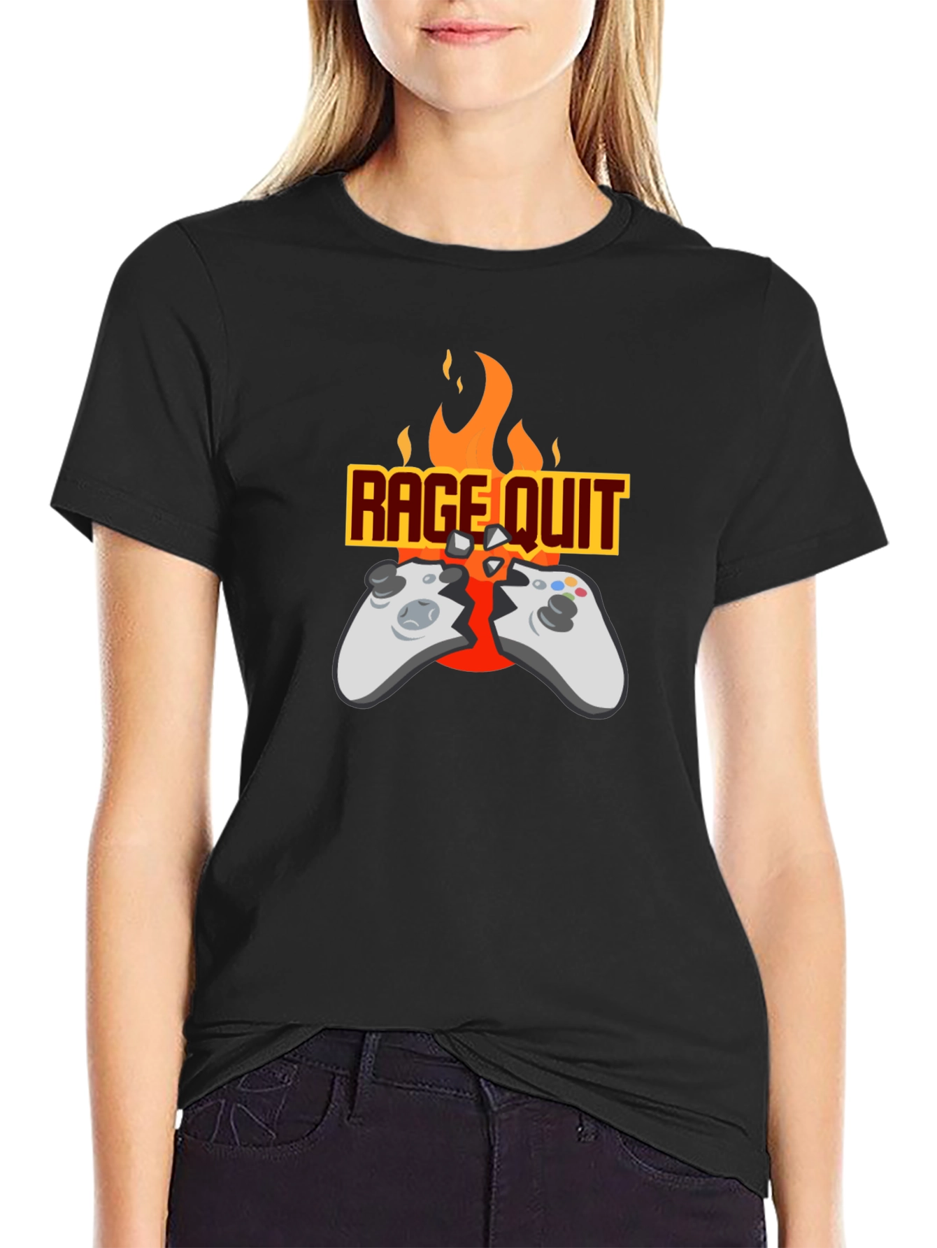 Black Rage Quit Gamer T-Shirt - Funny Gaming Tee view 2