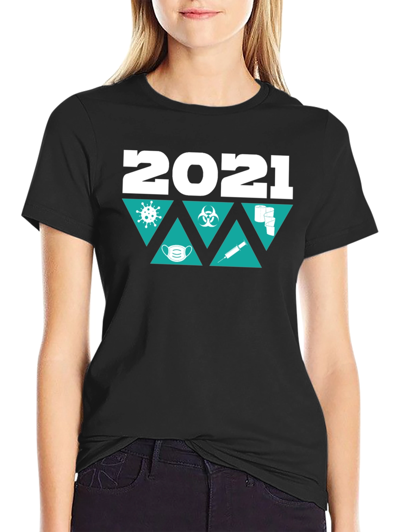 Black 2021 Pandemic Themed T-Shirt view 2