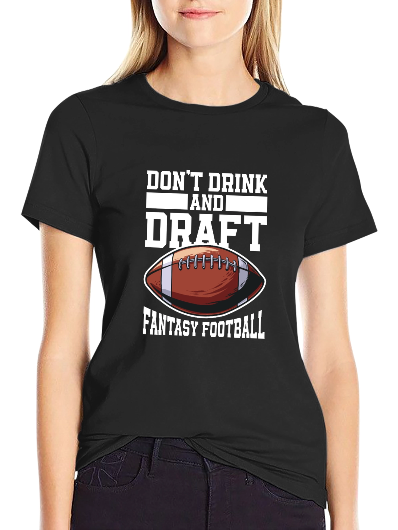 Black Don't Drink & Draft Fantasy Football Graphic Tee view 2