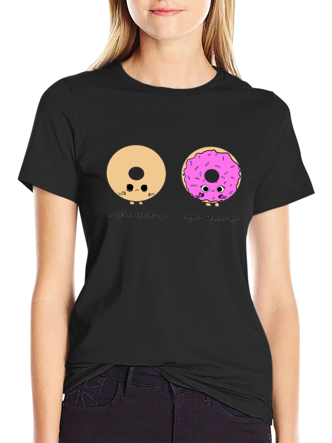 Black Donut Makeup T-Shirt - Humorous Graphic Tee view 2