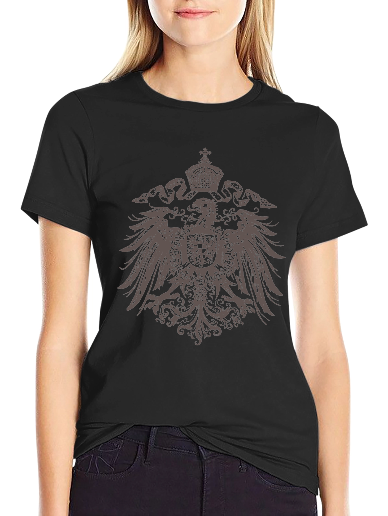 Black Black Eagle Crest Graphic T-Shirt view 2