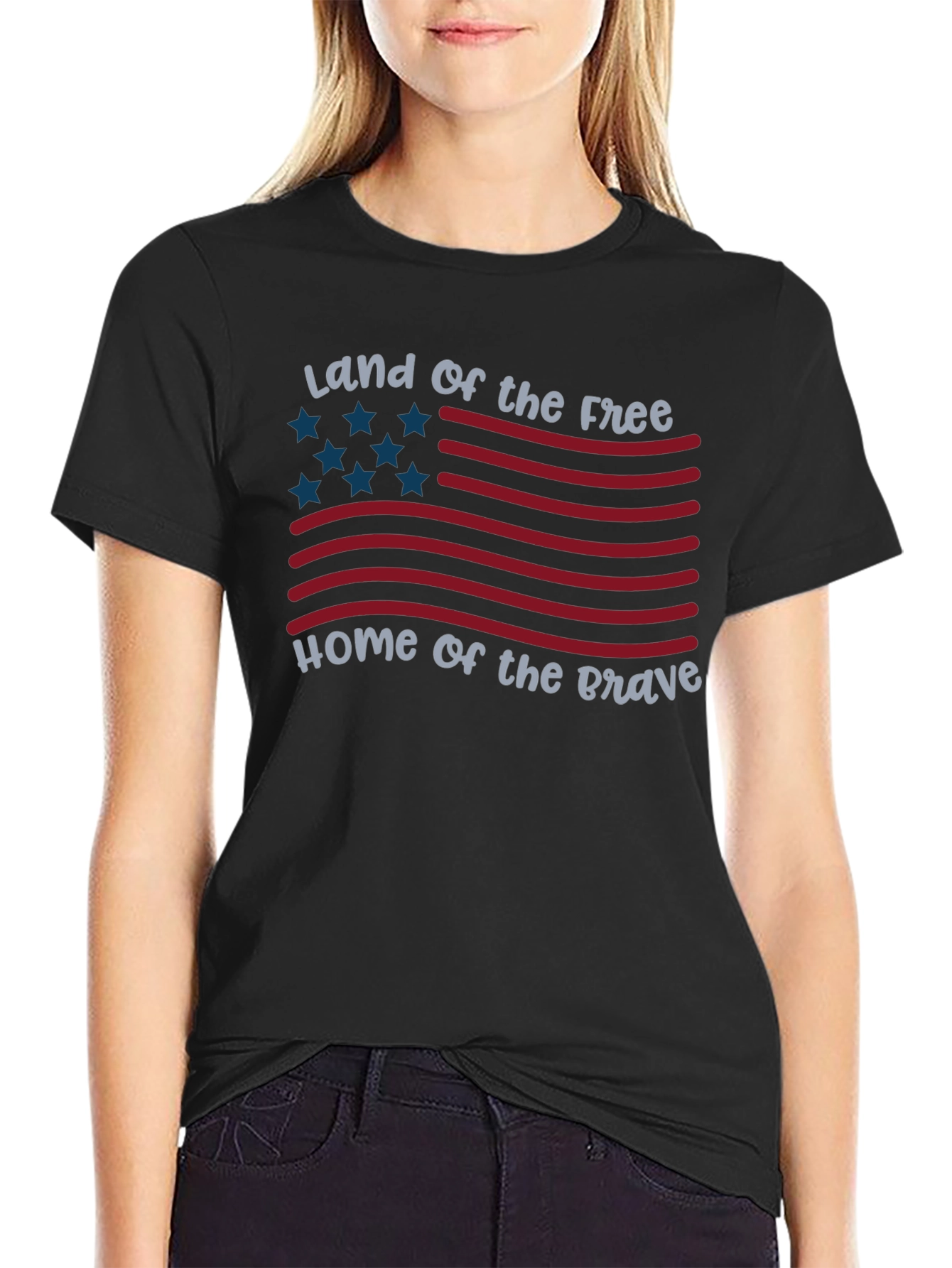 Black Patriotic 'Land of the Free' Graphic Tee view 2