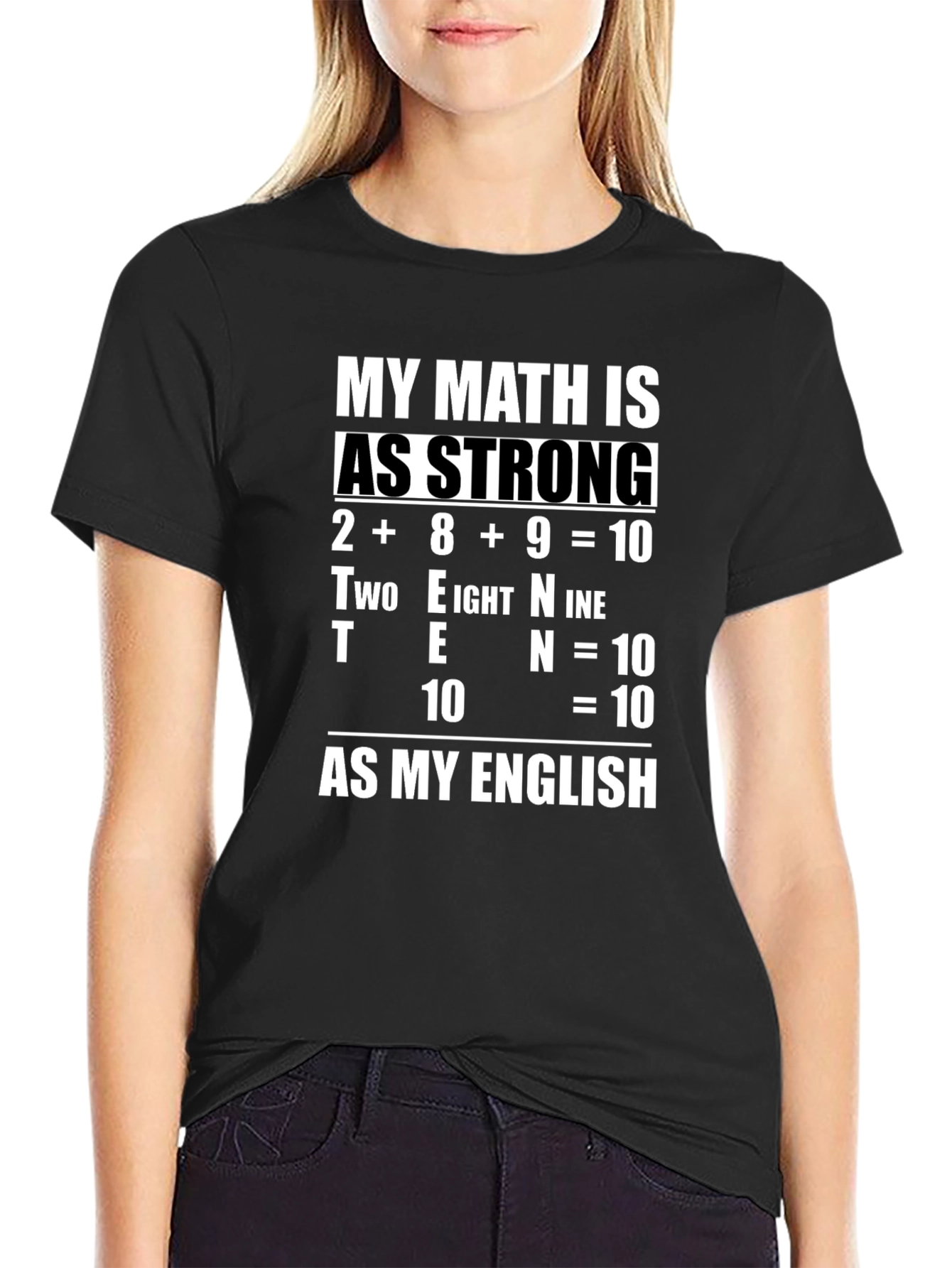 Black Funny Math & English Humor Graphic T-Shirt view 2