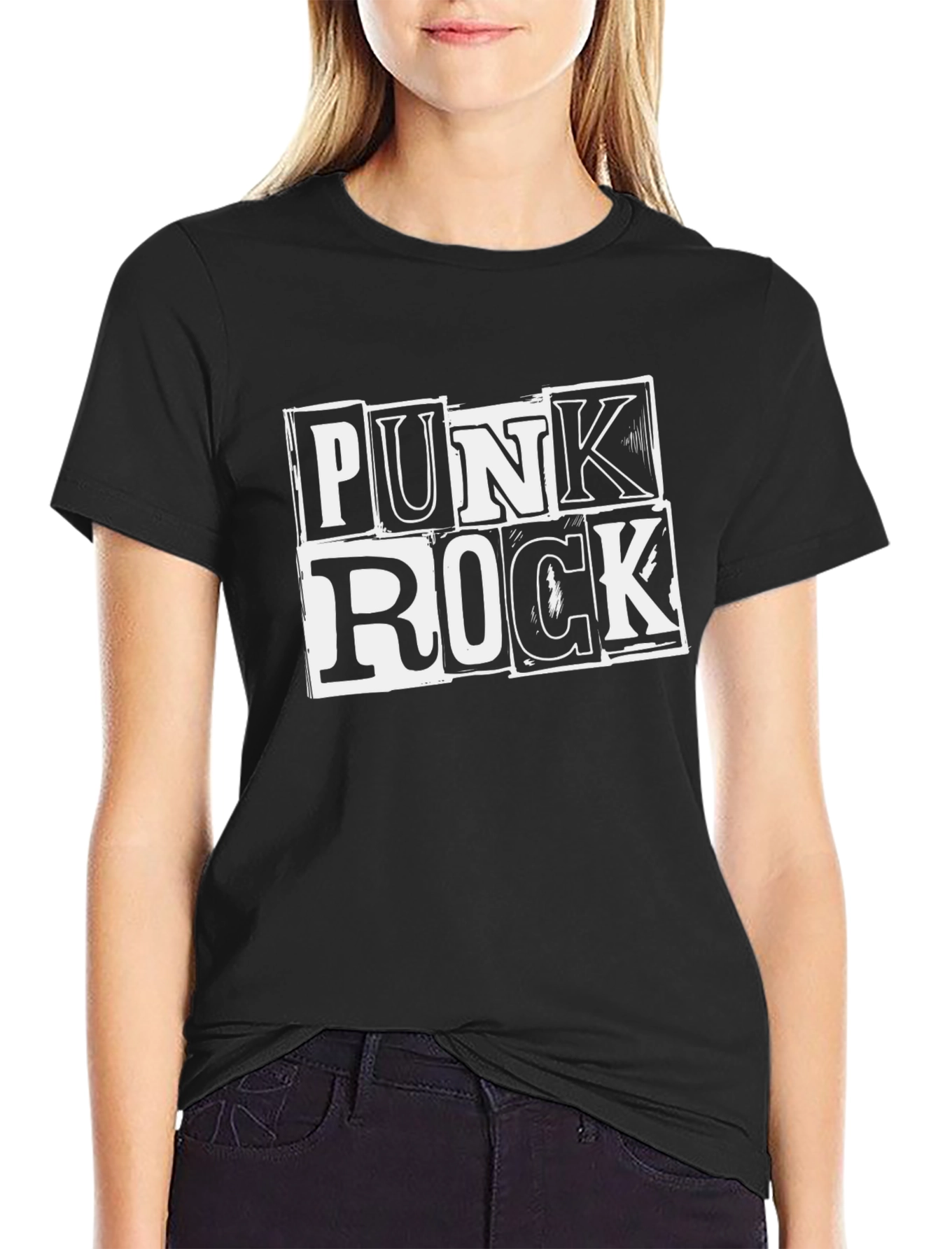 Black Punk Rock Graphic T-Shirt - Black view 2