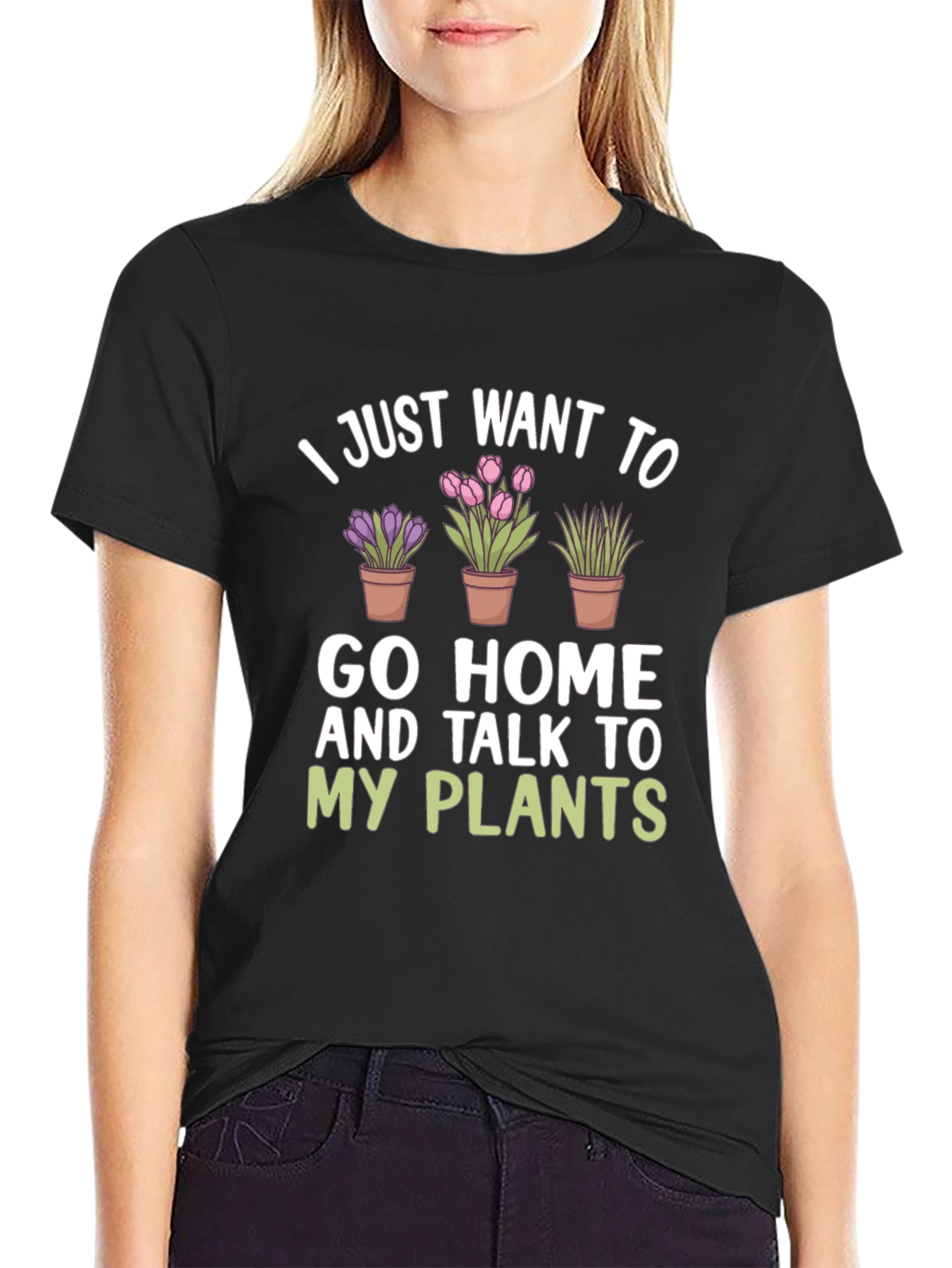 Black Plant Lover T-Shirt: Home and Plants view 2